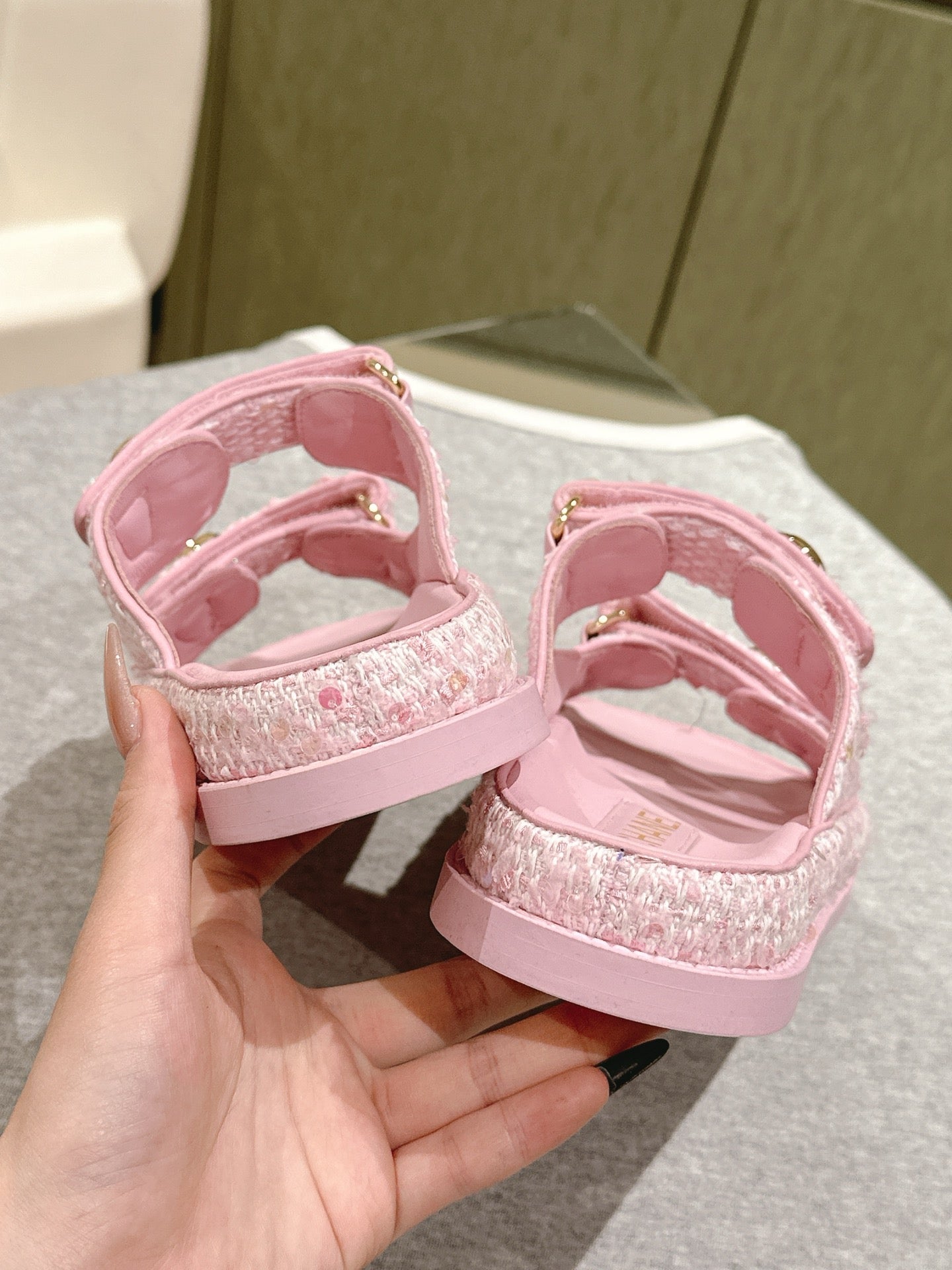 CC 25C Dad Sandals Mule Pink Tweed 462219