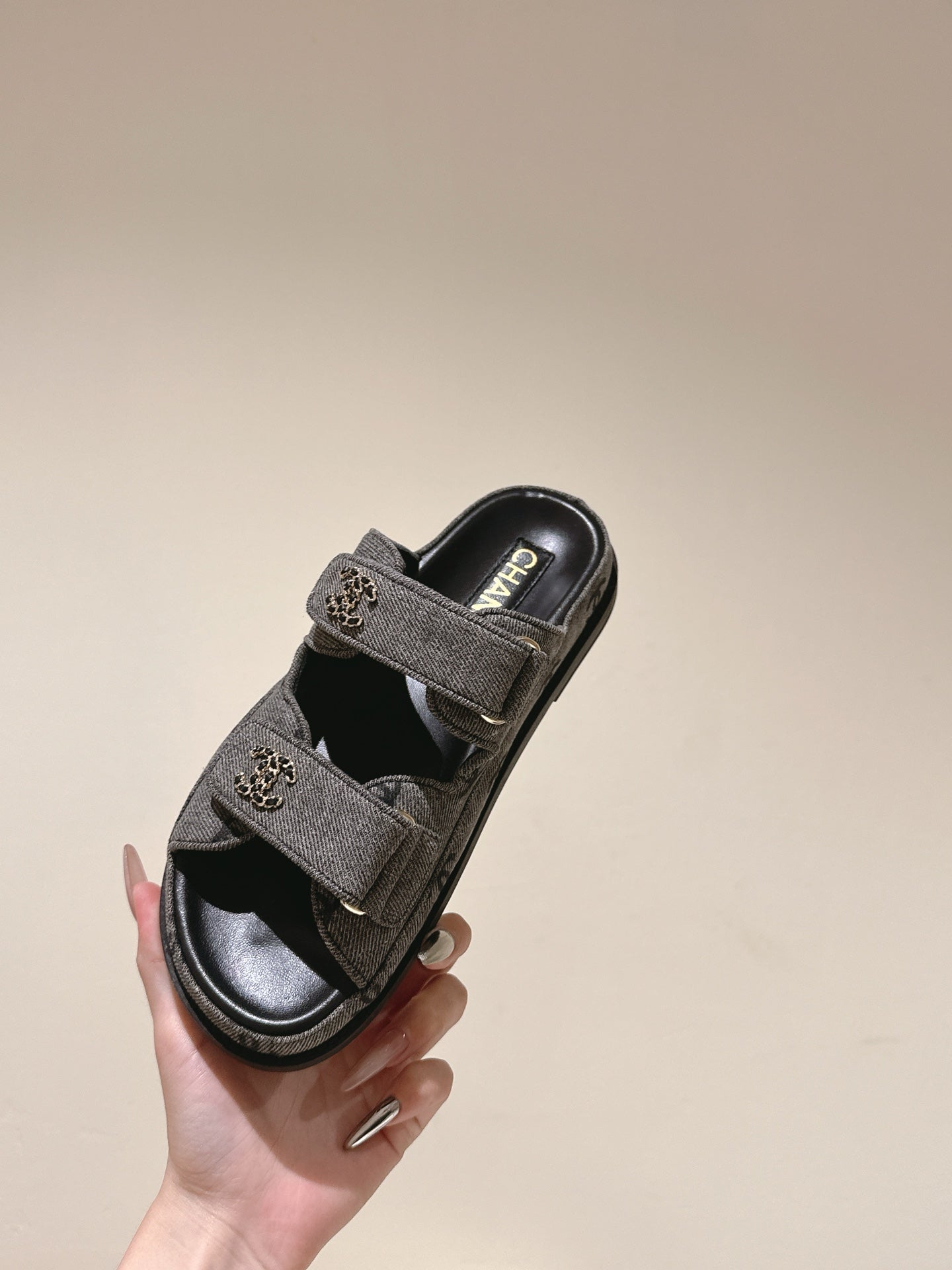 CC 25C Dad Sandals Mule Black Grey Denim 462221
