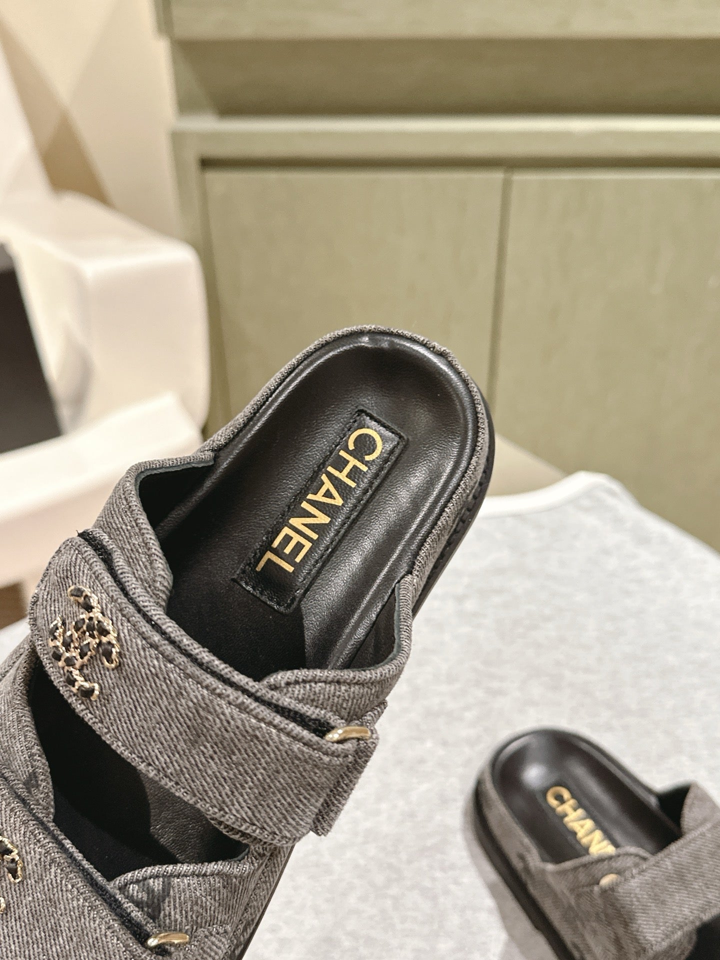 CC 25C Dad Sandals Mule Black Grey Denim 462221