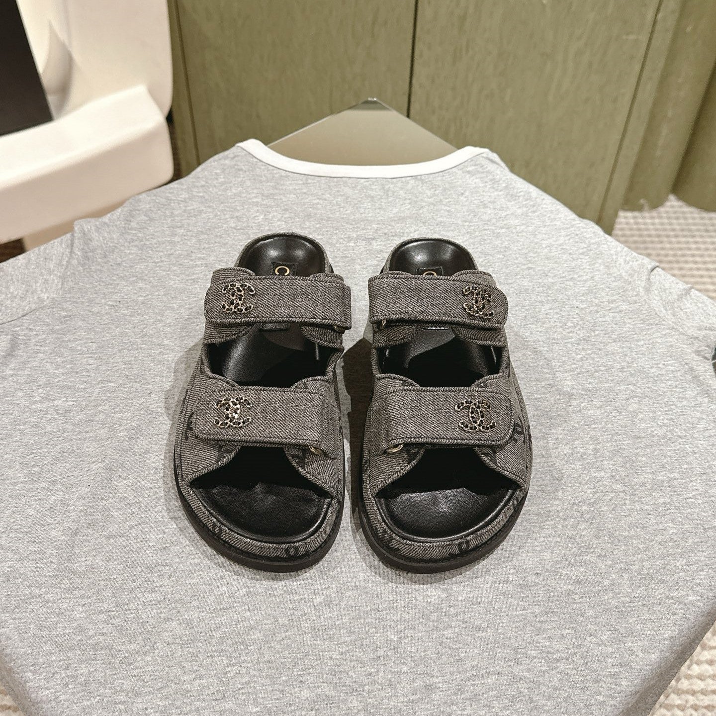 CC 25C Dad Sandals Mule Black Grey Denim 462221