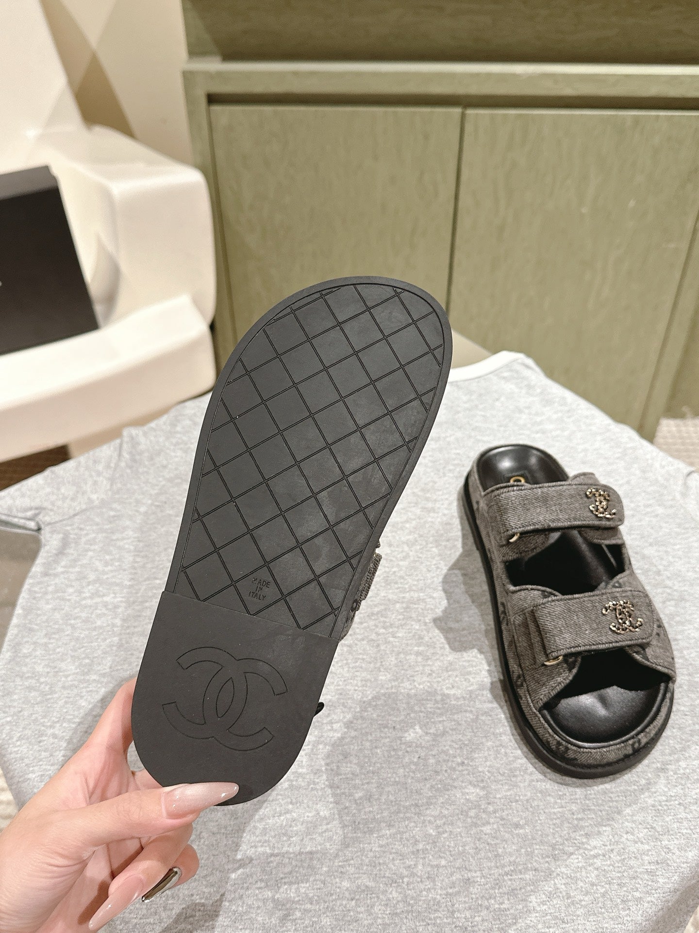 CC 25C Dad Sandals Mule Black Grey Denim 462221