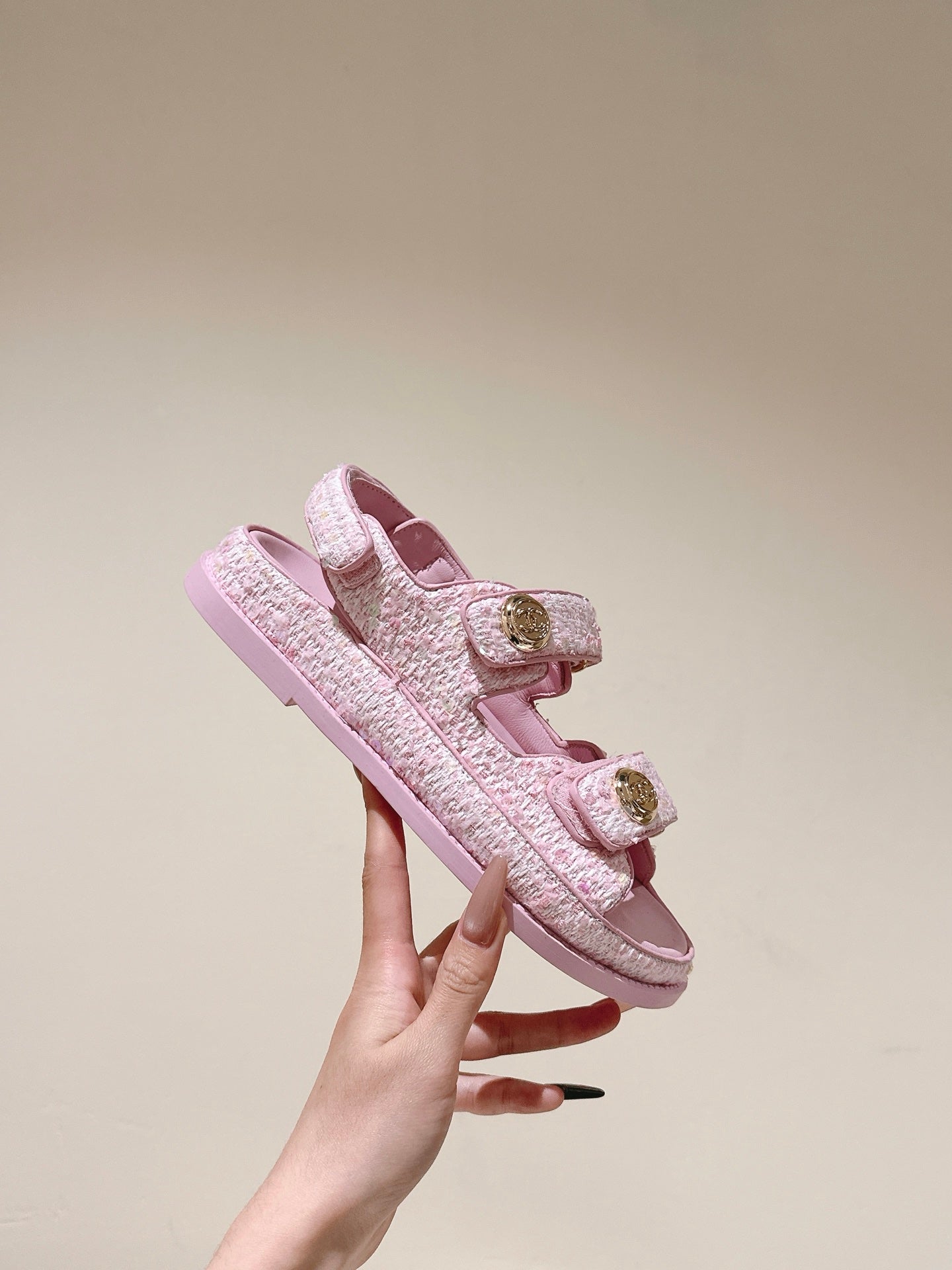 CC 25C Dad Sandals PInk White Tweed 462231