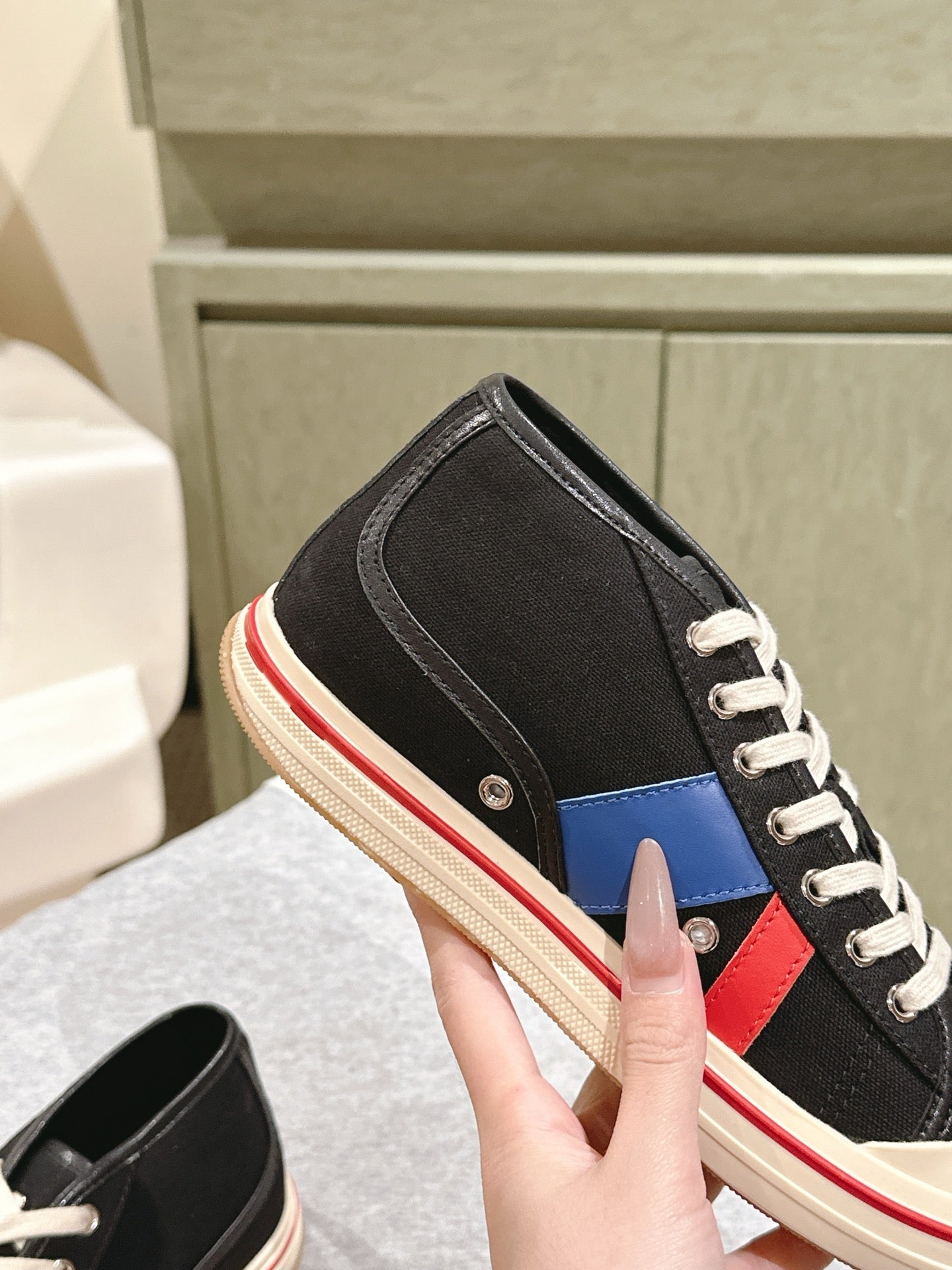 BV Eliot Sneaker Black/Blue Cotton Calfskin 446195