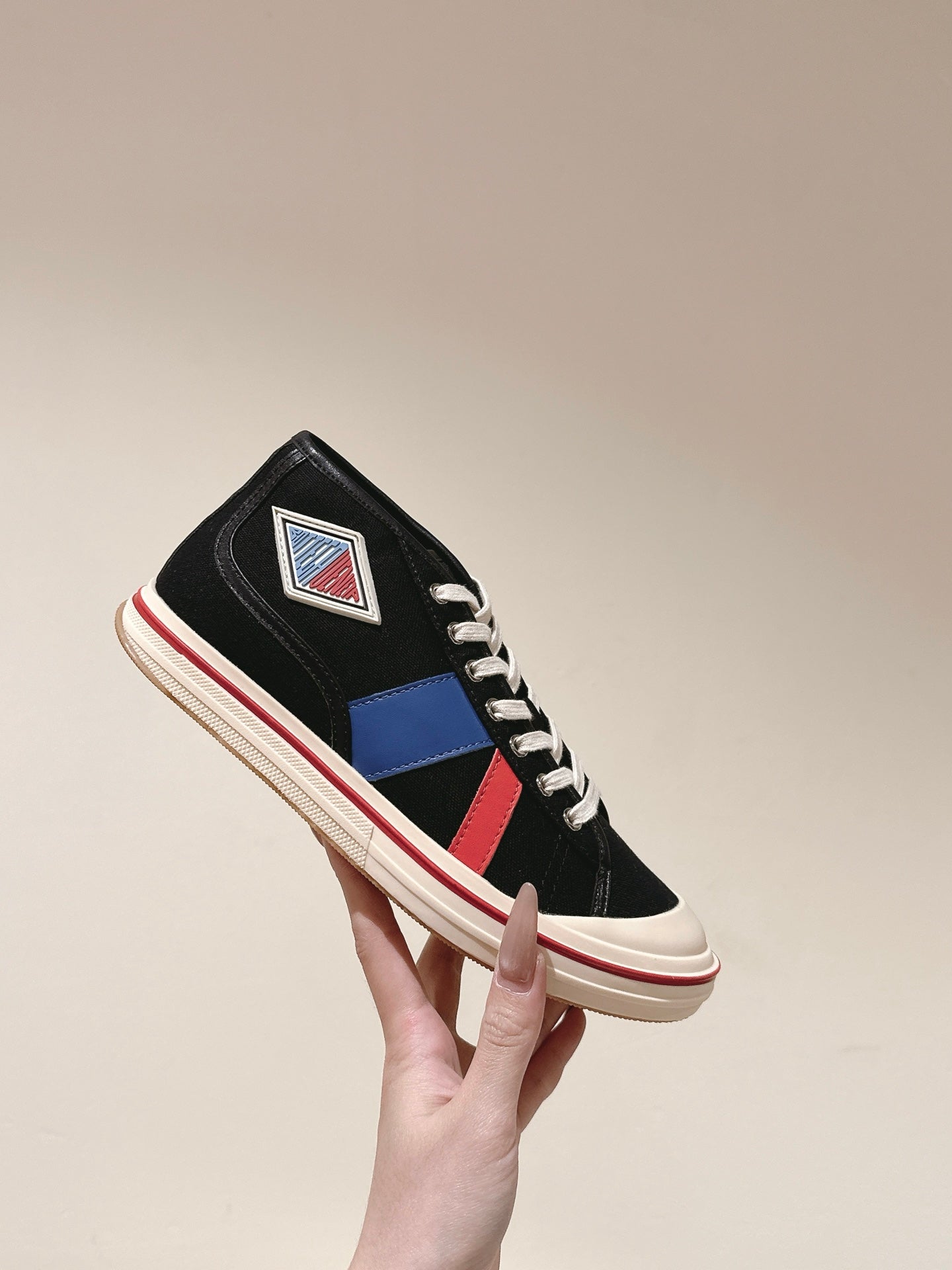 BV Eliot Sneaker Black/Blue Cotton Calfskin 446195