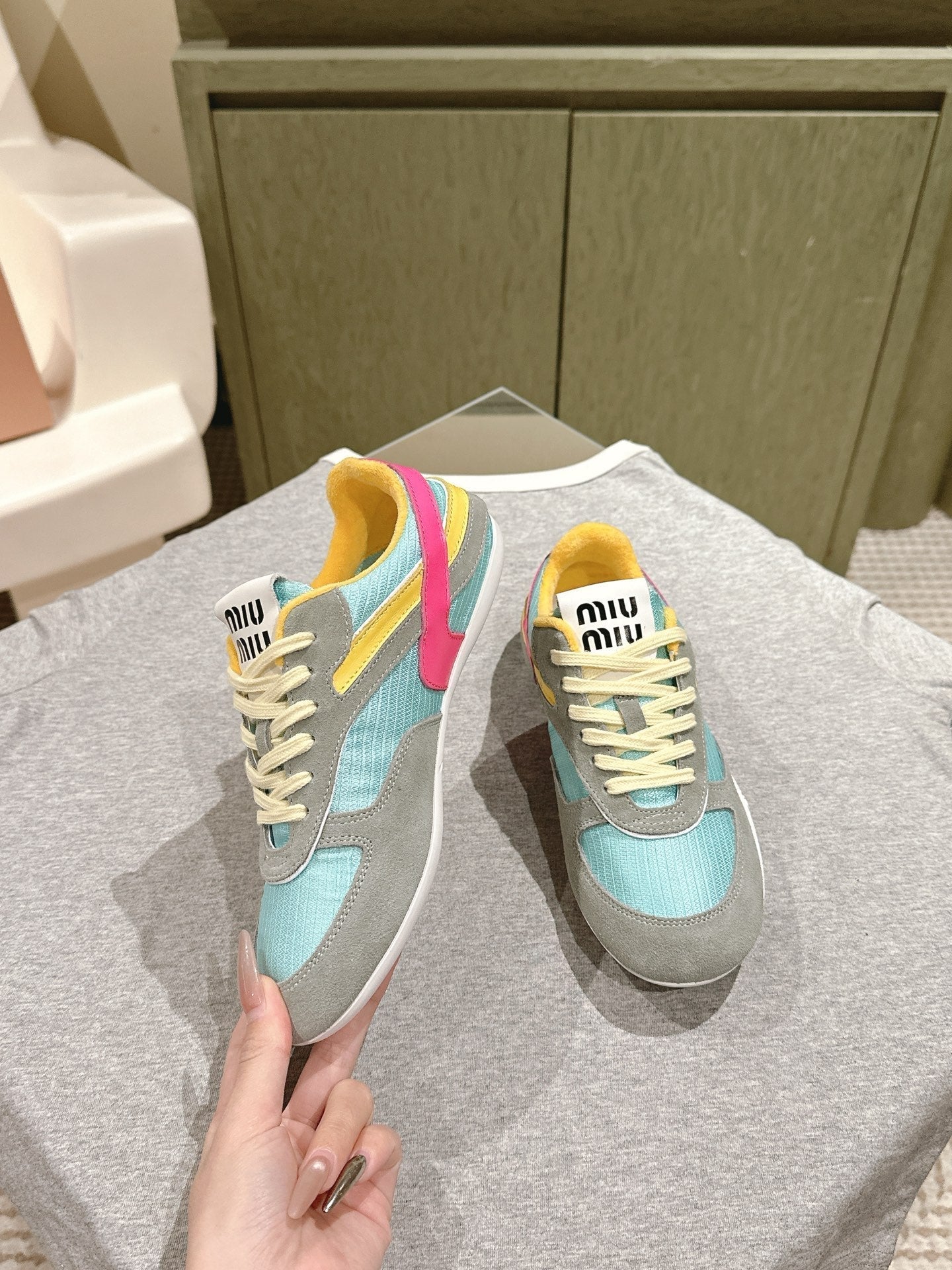 Miu Gymnasium Sneakers Mulitcolor Technical Fabric & Suede 445727