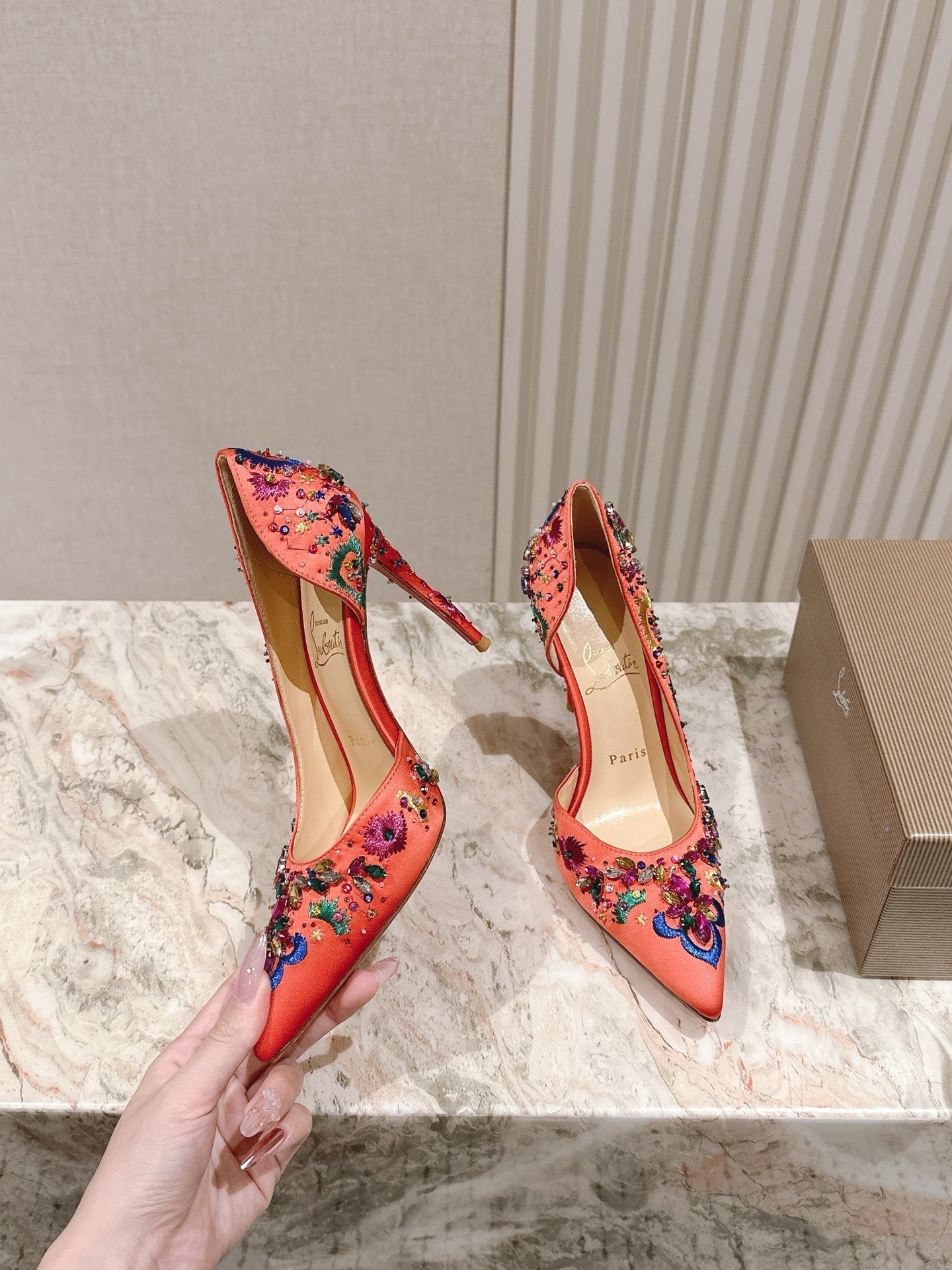 CL 25 Embellished Pumps Red Imported Original Special 346314