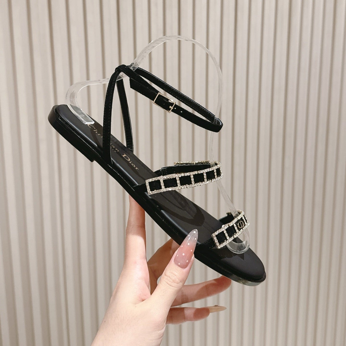 CD Diorissime Sandal Black Lambskin 483070