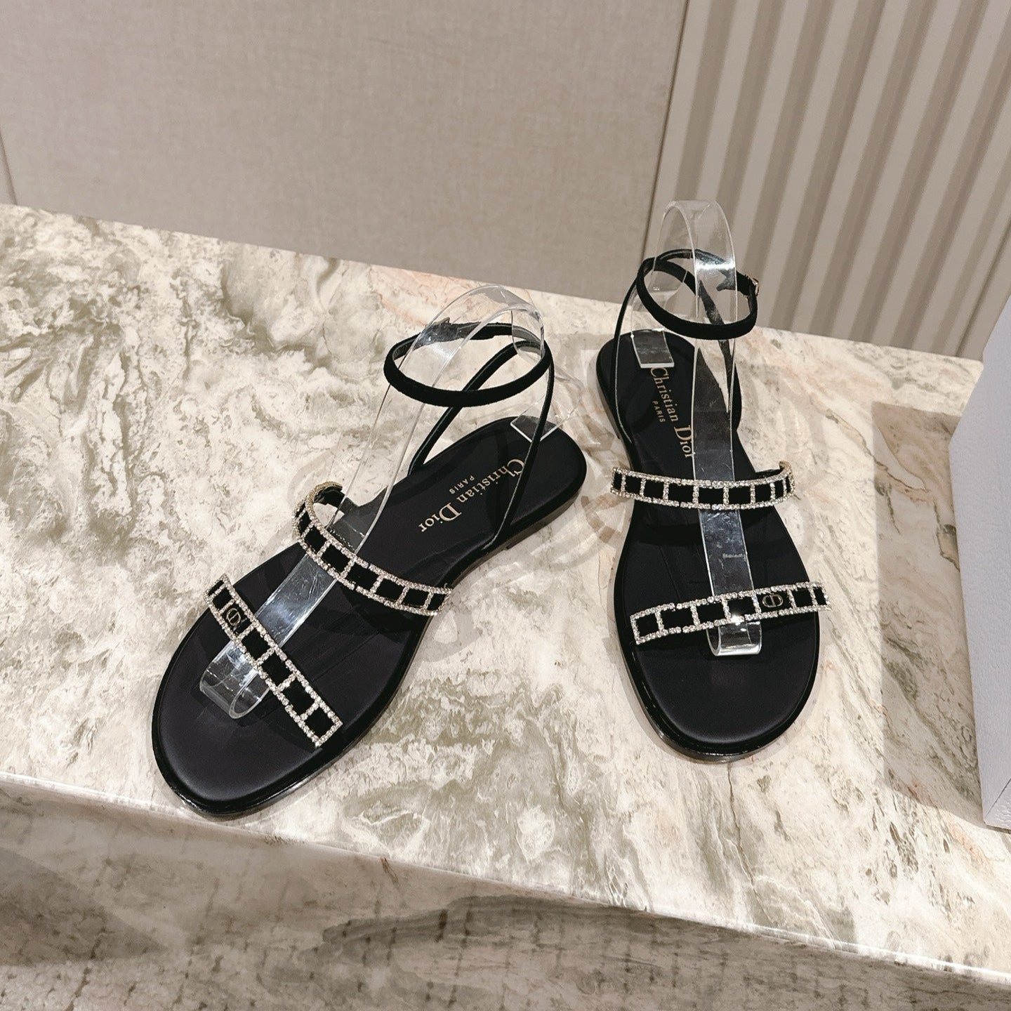 CD Diorissime Sandal Black Lambskin 483070