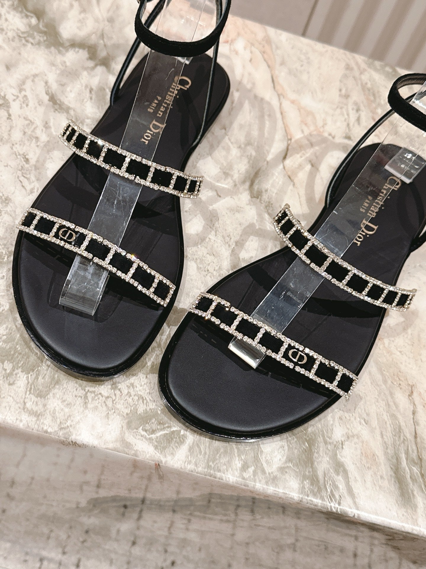 CD Diorissime Sandal Black Lambskin 483070