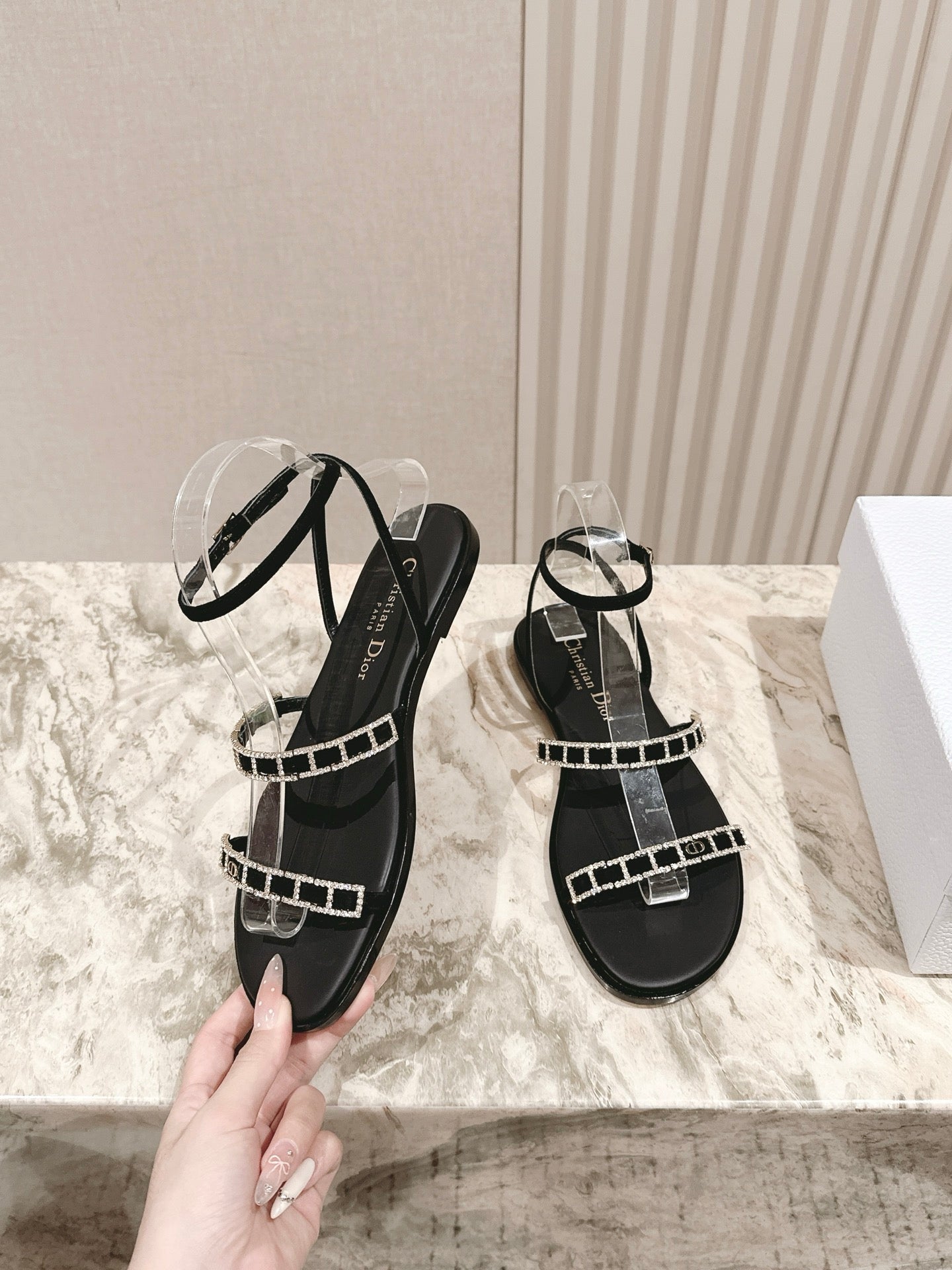 CD Diorissime Sandal Black Lambskin 483070