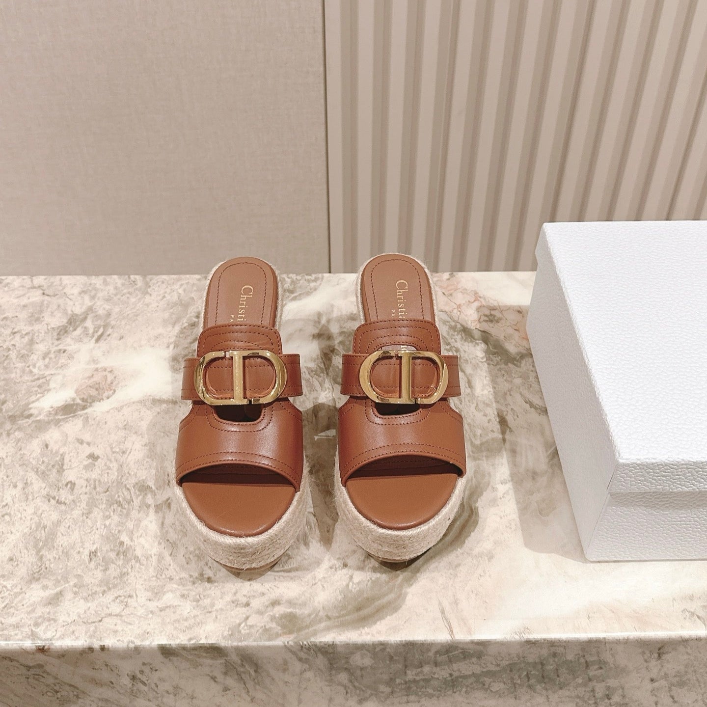 CD 30 Montaigne Wedge Slide 85mm Lambskin 483076