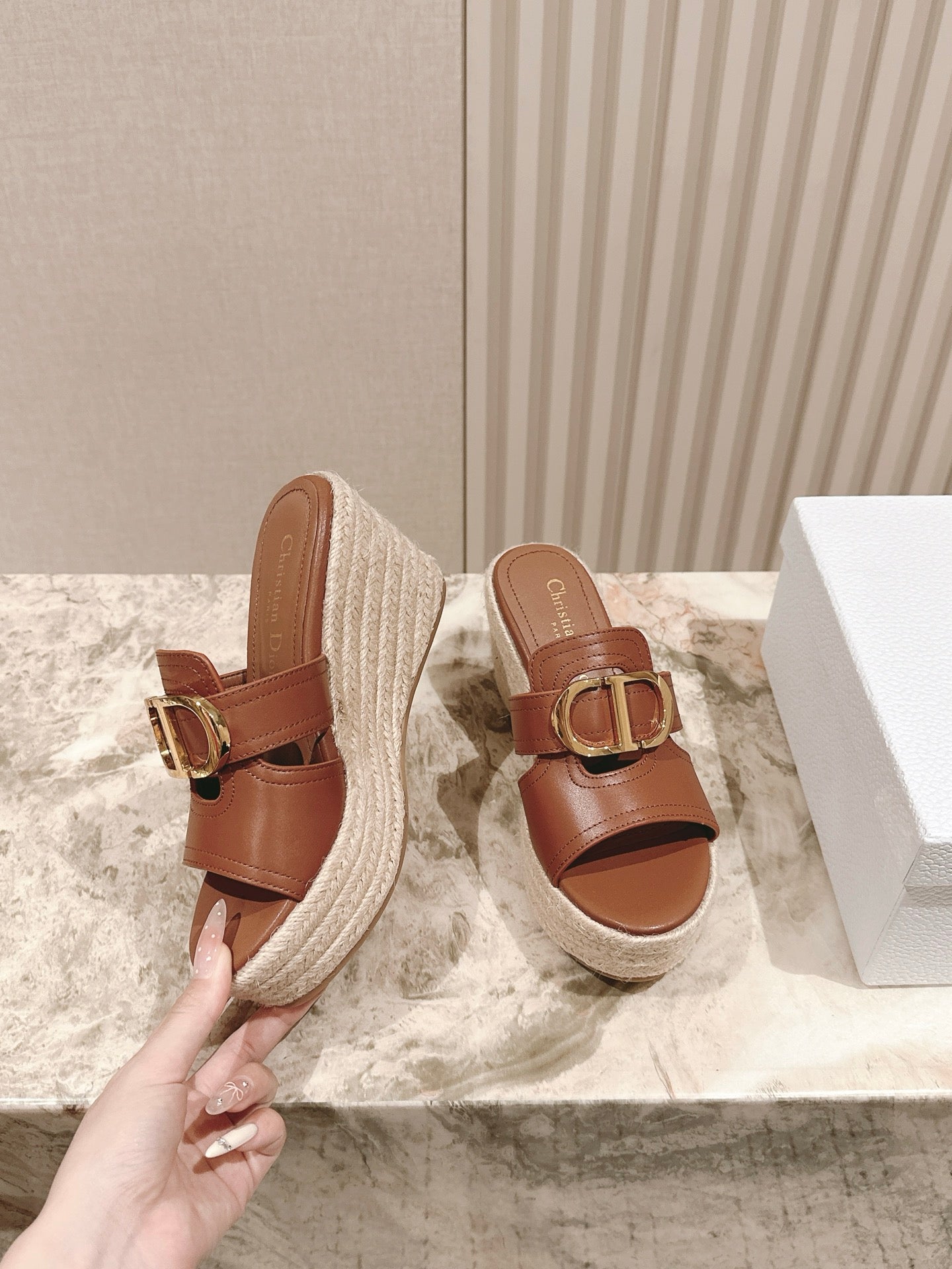 CD 30 Montaigne Wedge Slide 85mm Lambskin 483076