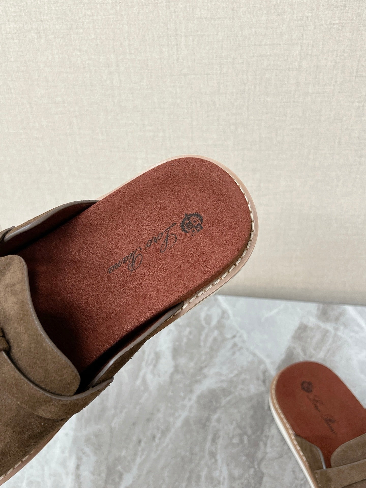 LP 26s Men’s Lock Mule Slides In Olive Brown Suede Silver Hardware