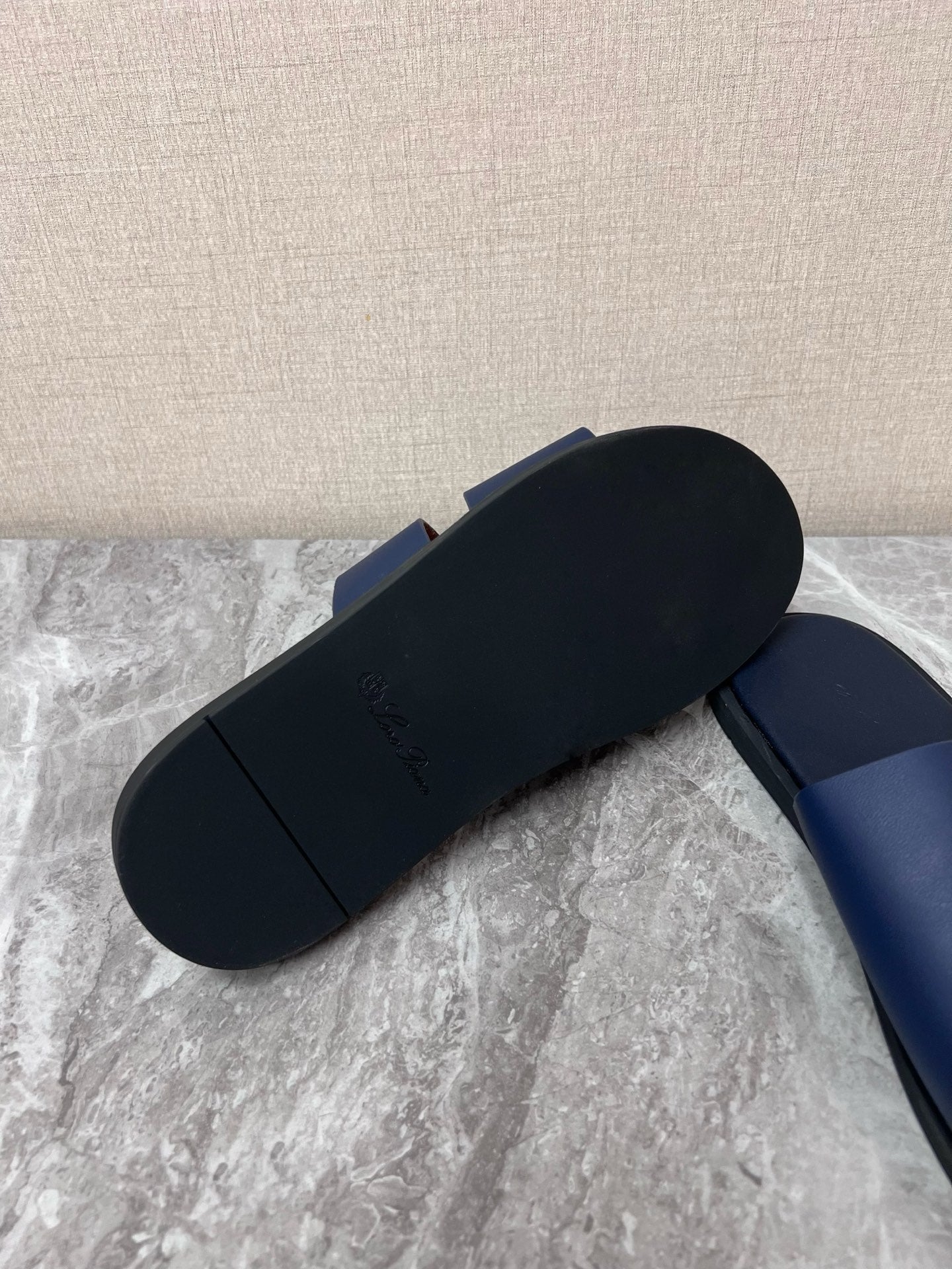 LP 26s Men’s Classic H-Cut Slides In Navy Blue Calfskin