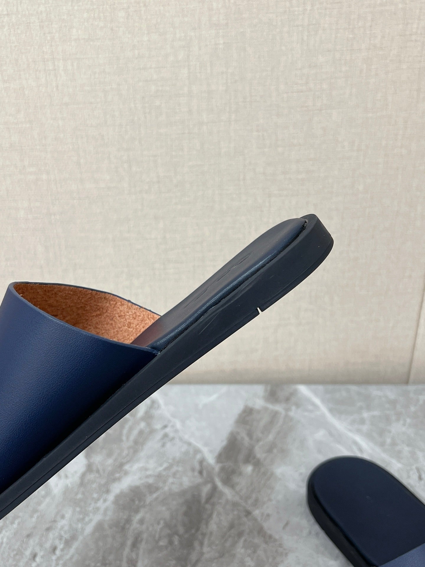 LP 26s Men’s Classic H-Cut Slides In Navy Blue Calfskin