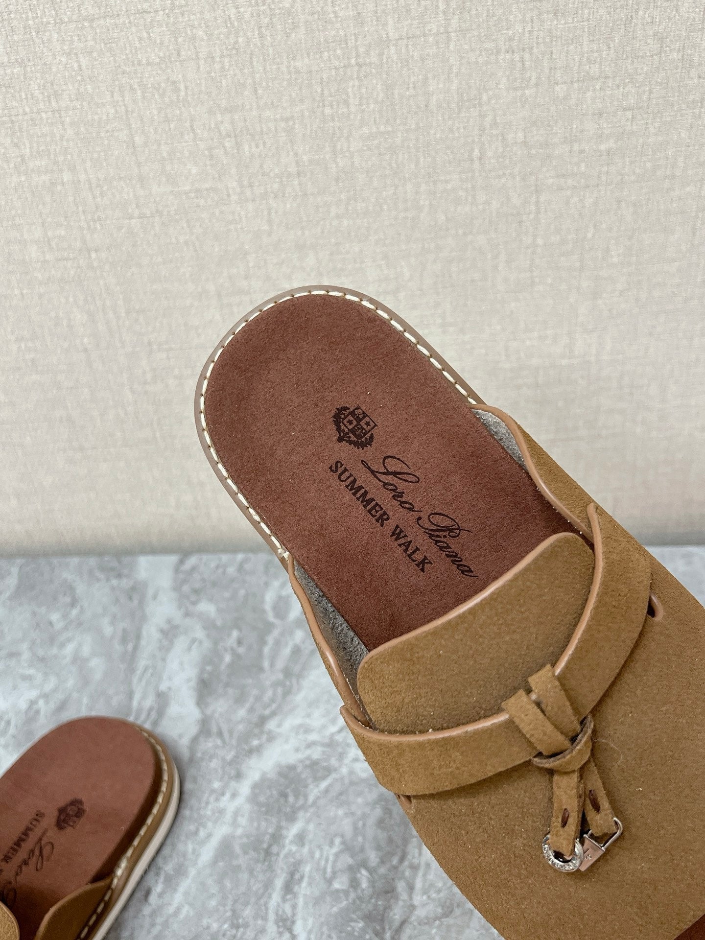 LP 26s Men’s Lock Charm Slides In Olive Brown Suede Silver Hardware