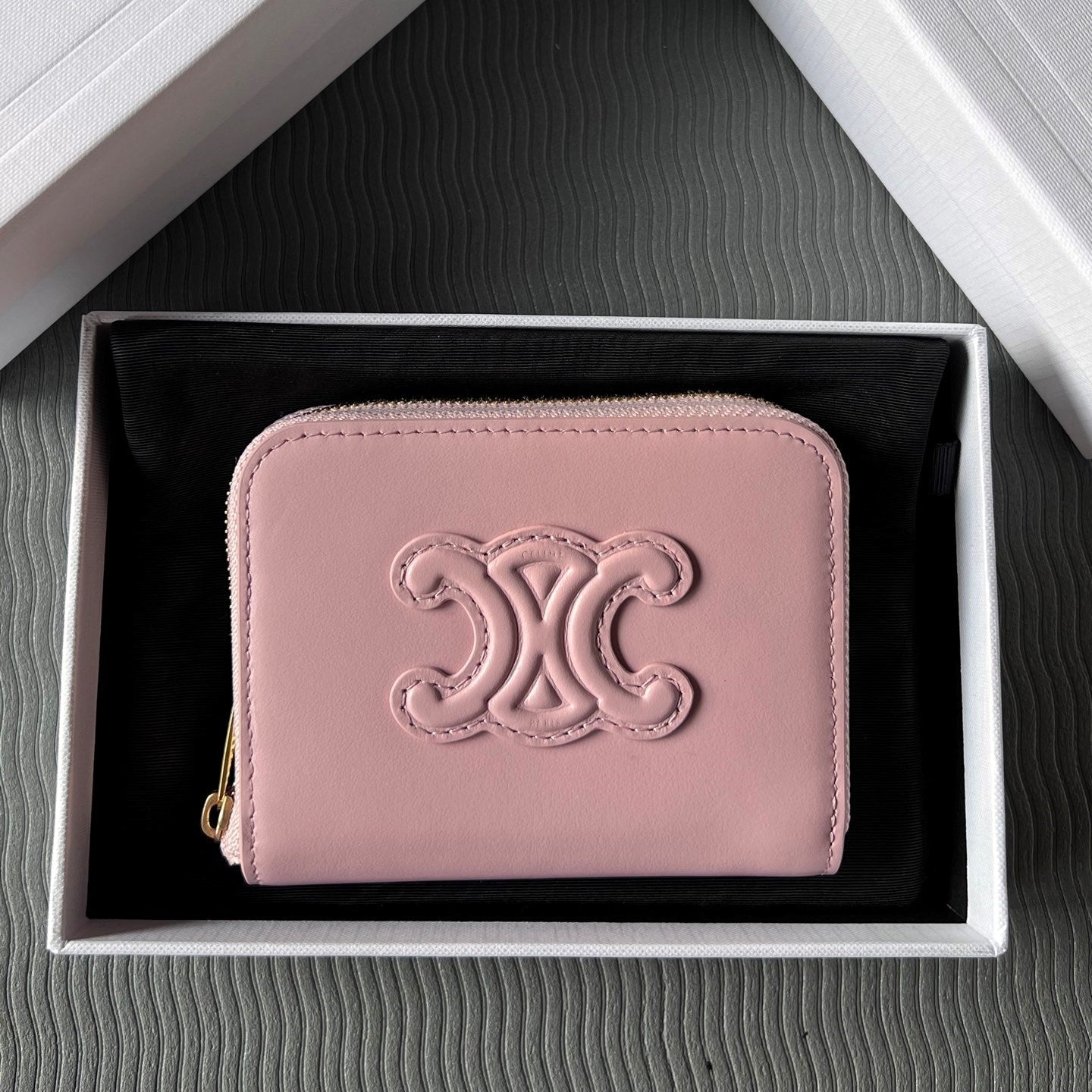 TRIOMPHE Compact Zipped Wallet Pink Cowhide Leather