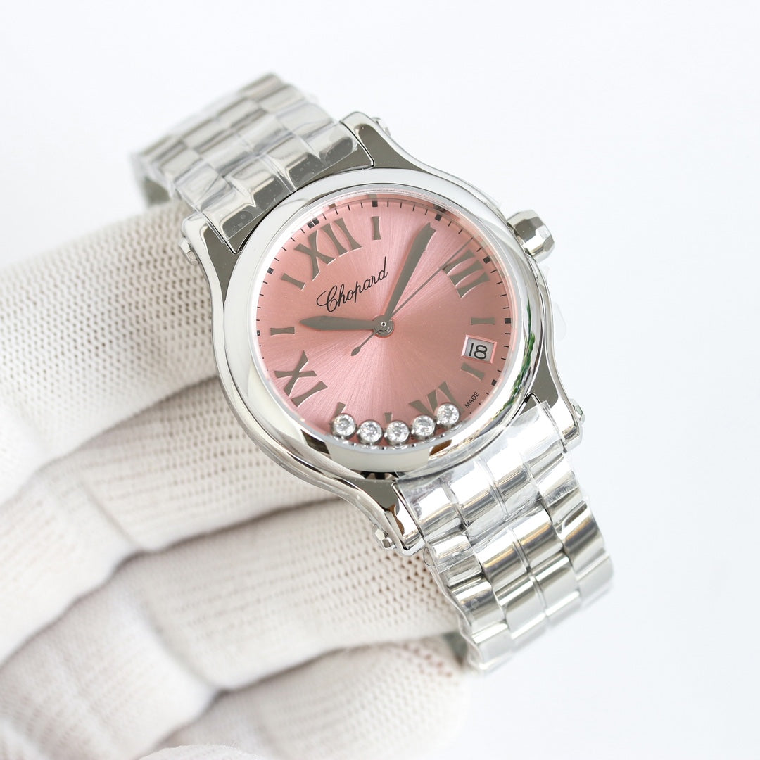 Happy Diamond Silver Pink Dial