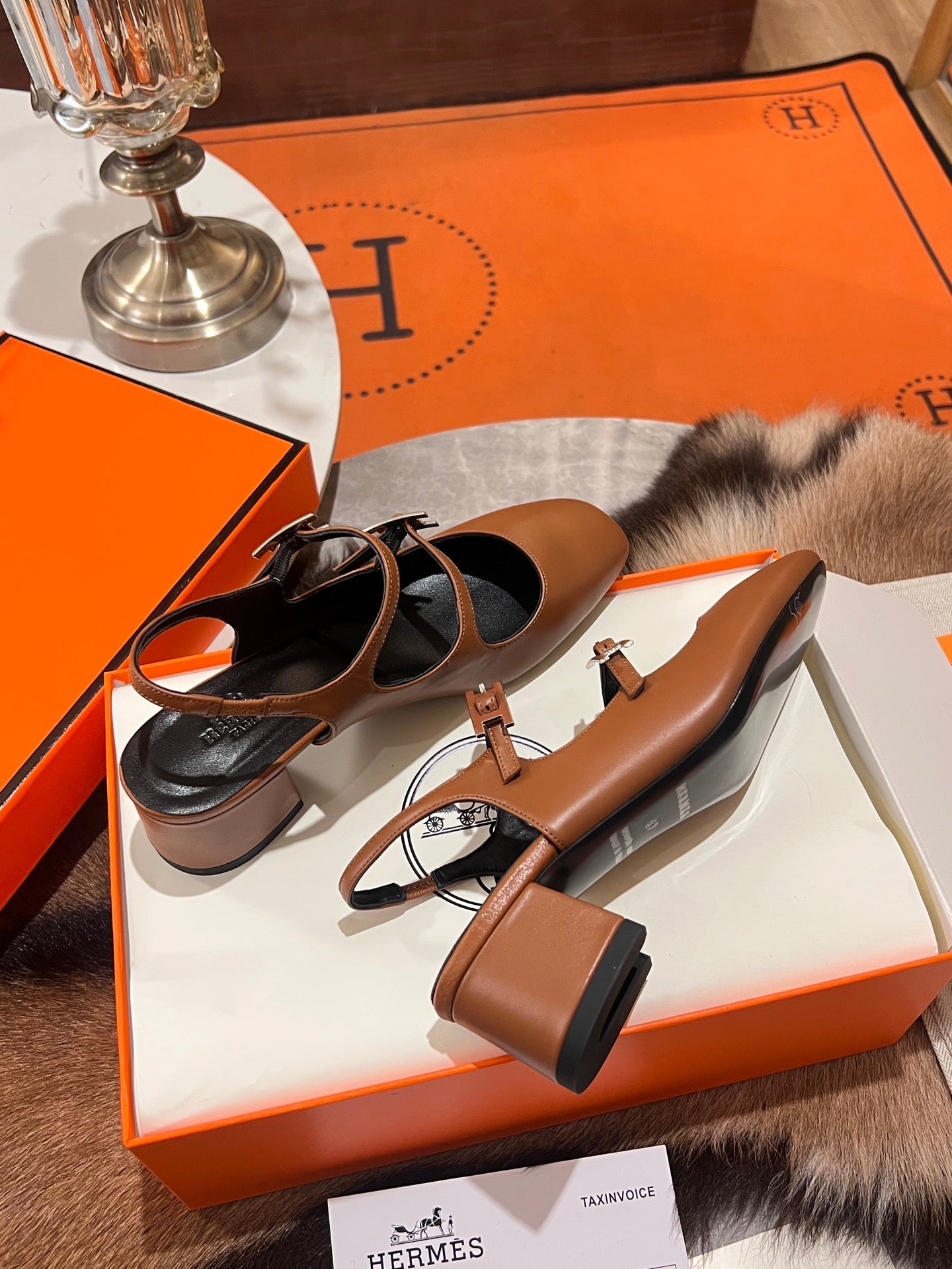 HM Jackie 50 Pump Tan Brown Calfskin 680234