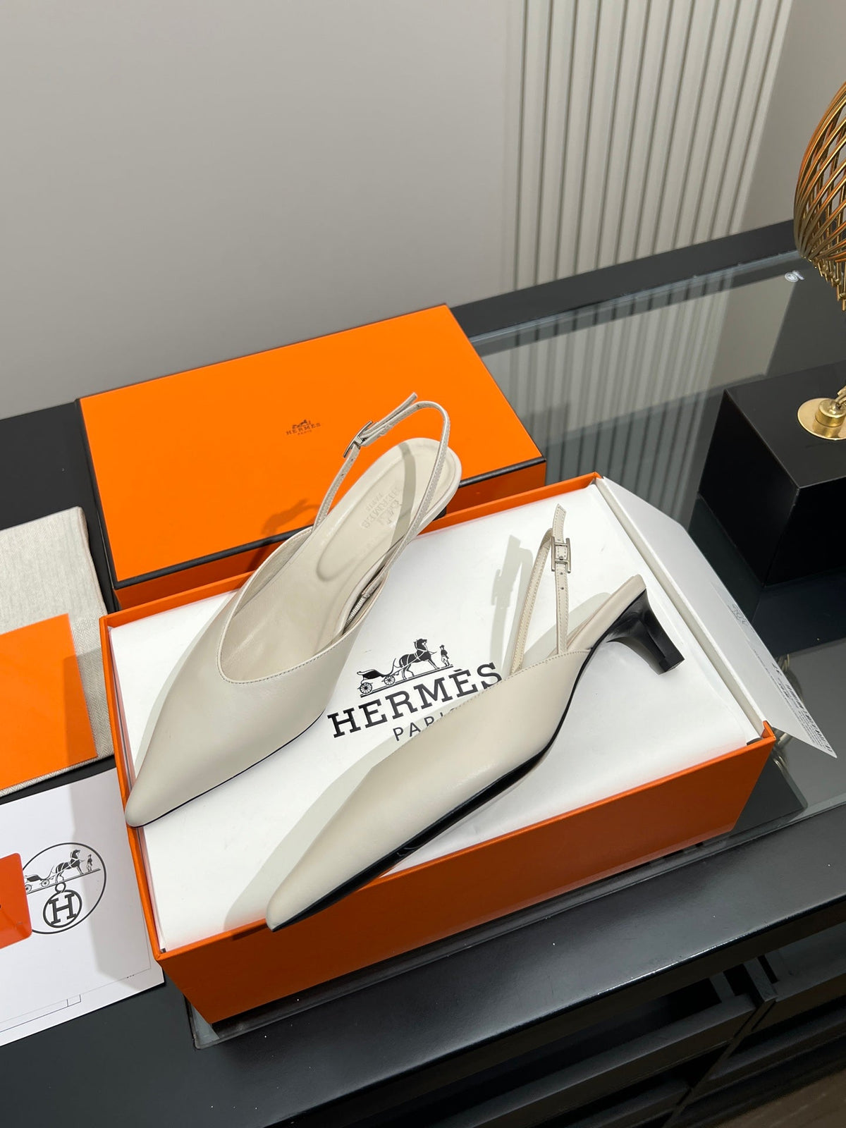 HM 26s Nicoletta Slingbacks 4cm Tan Leather 149126