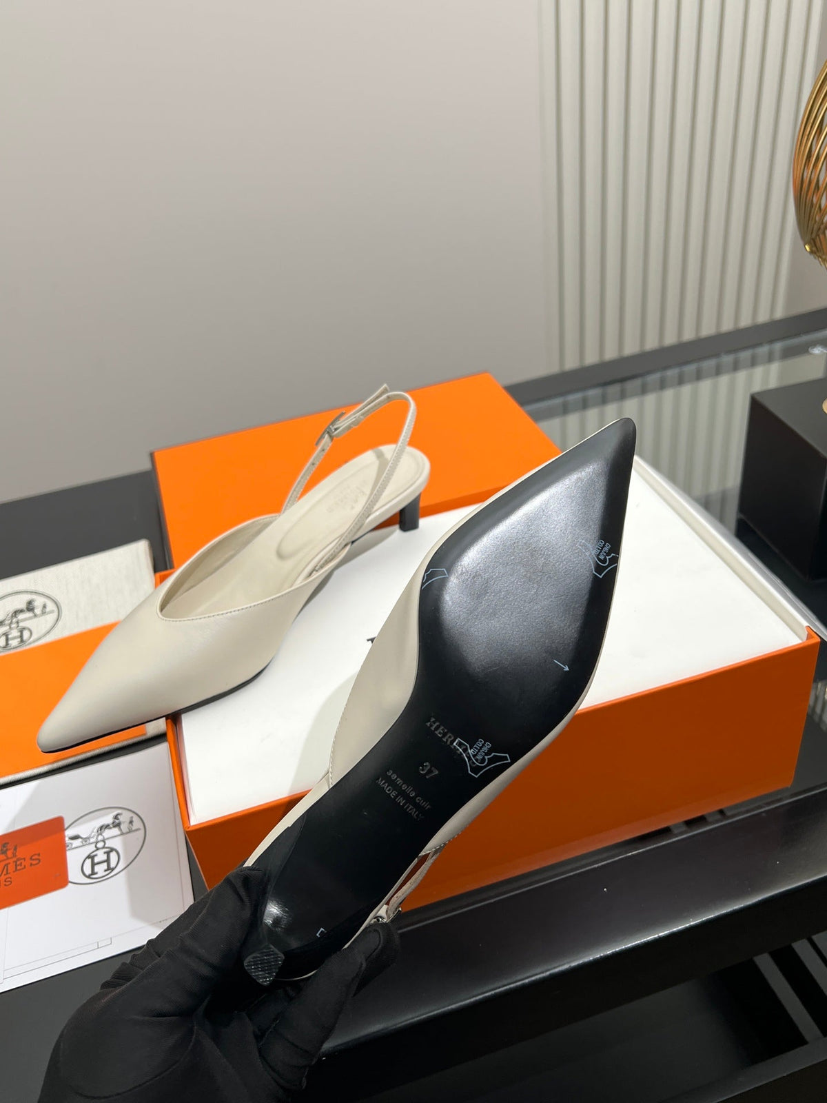 HM 26s Nicoletta Slingbacks 4cm Tan Leather 149126