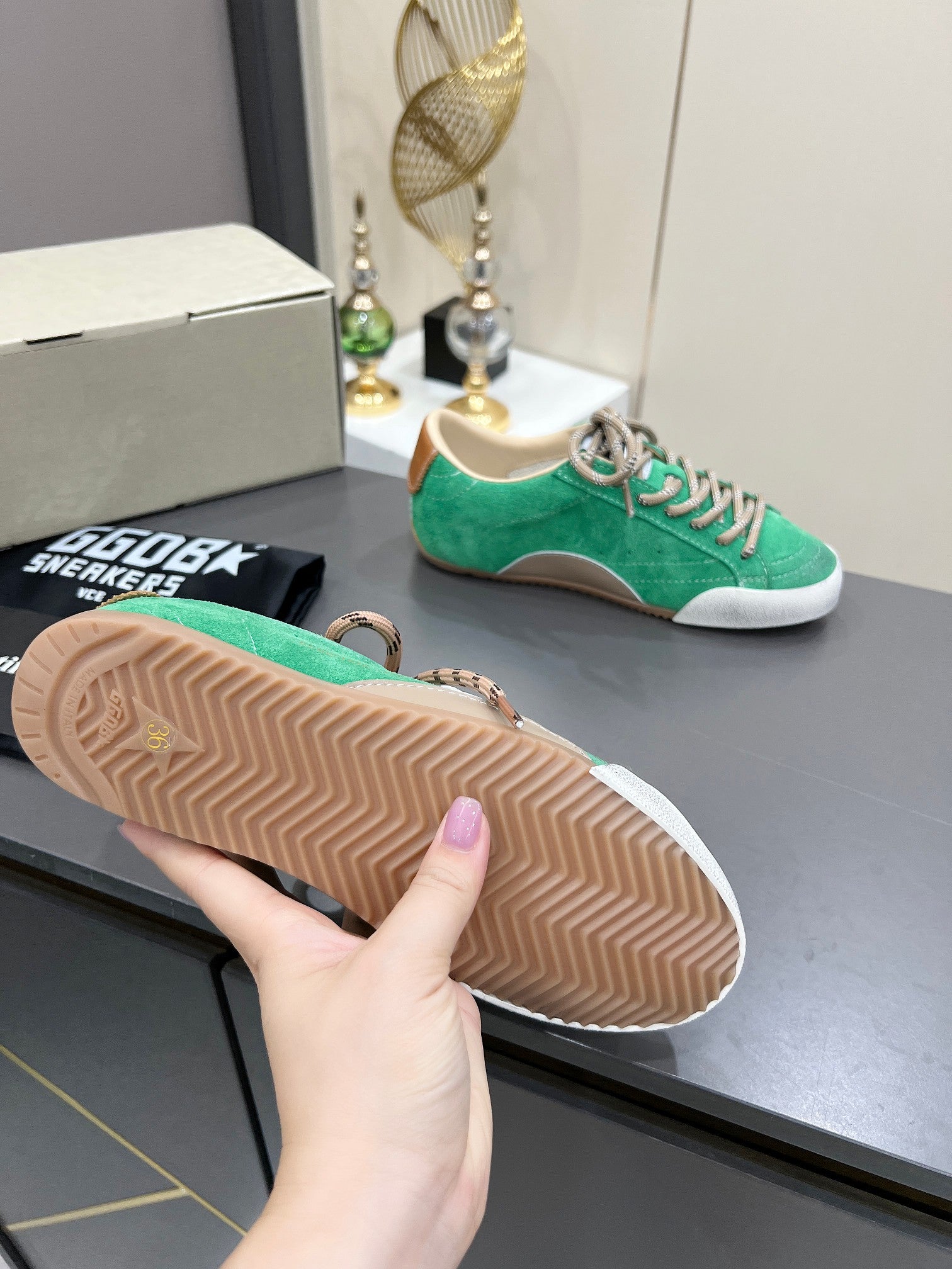 Golden Goose 26s True-Star Sneakers Green Suede 735906
