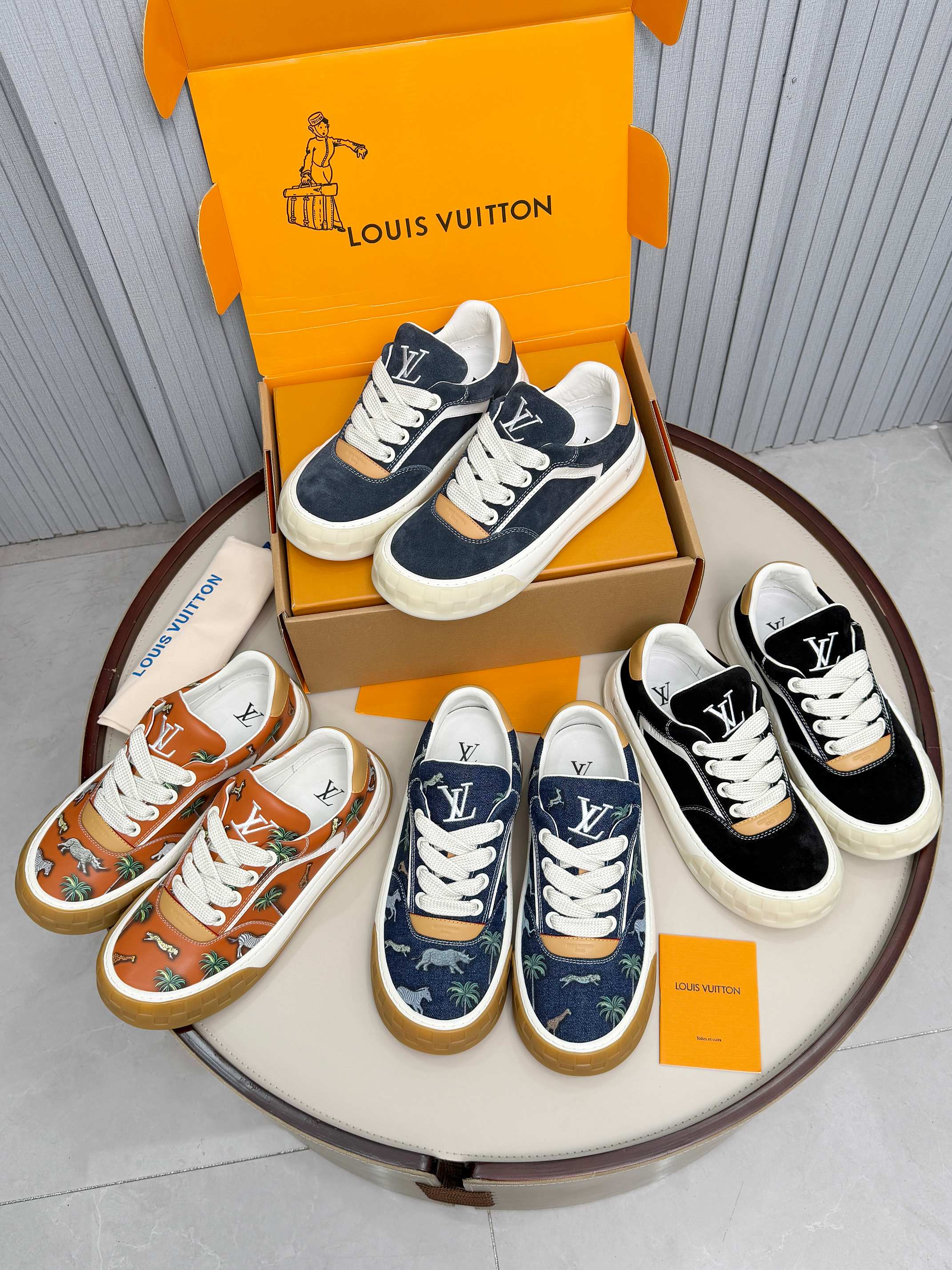 LV Tilted Sneaker Black Suede Calf Leather 632606