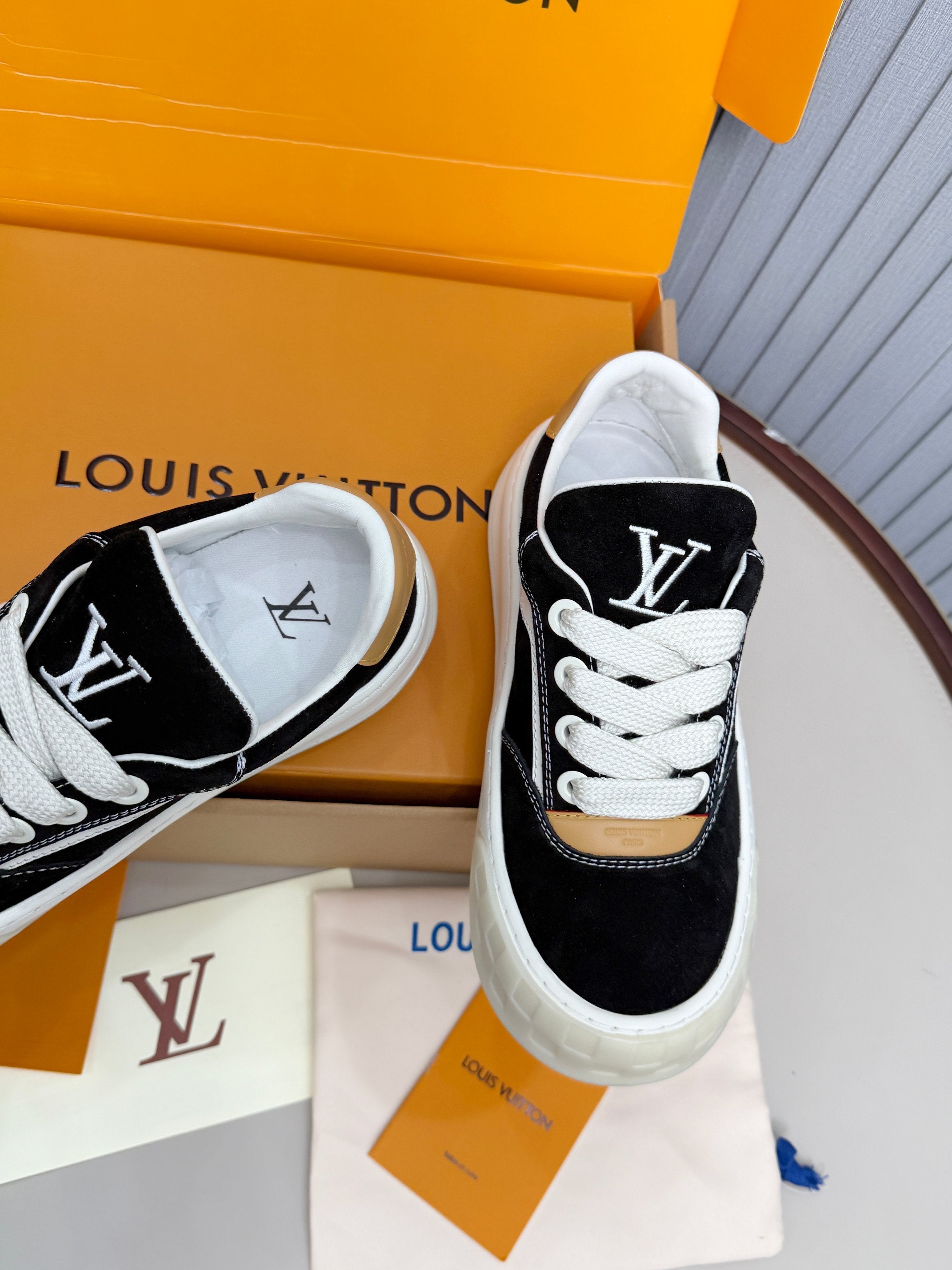 LV Tilted Sneaker Black Suede Calf Leather 632606