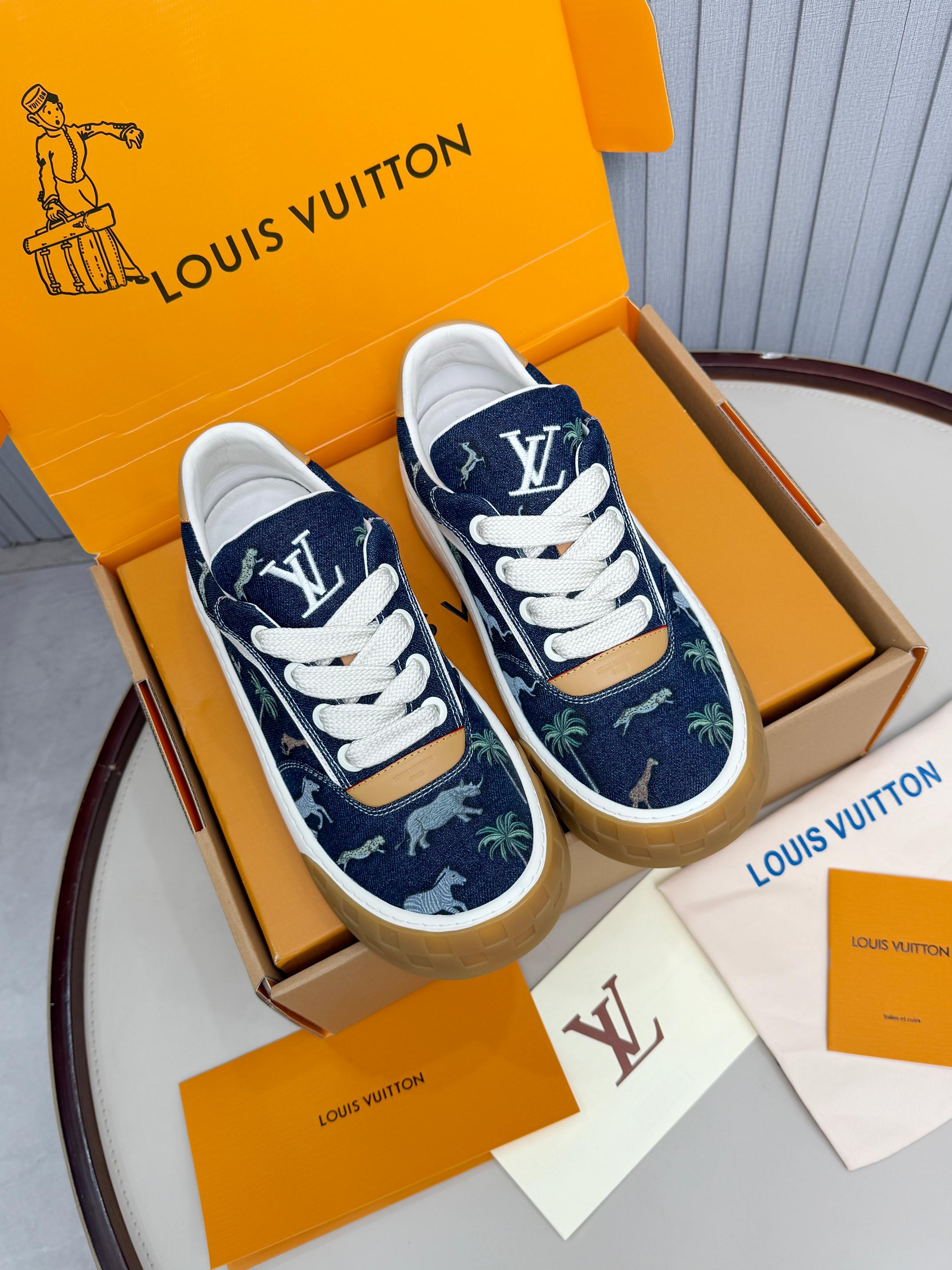 LV The Darjeeling Tilted Sneakers Dark Blue Calfskin 632607