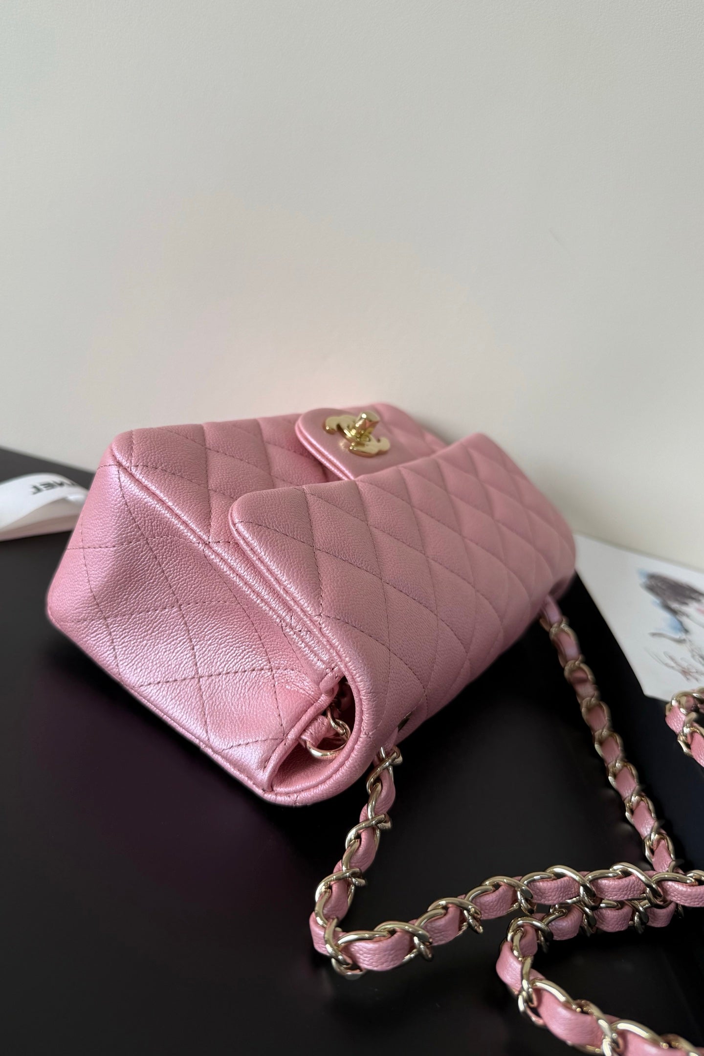 CC Classic Double Flap Bag 20cm Light PInk Caviar Leather
