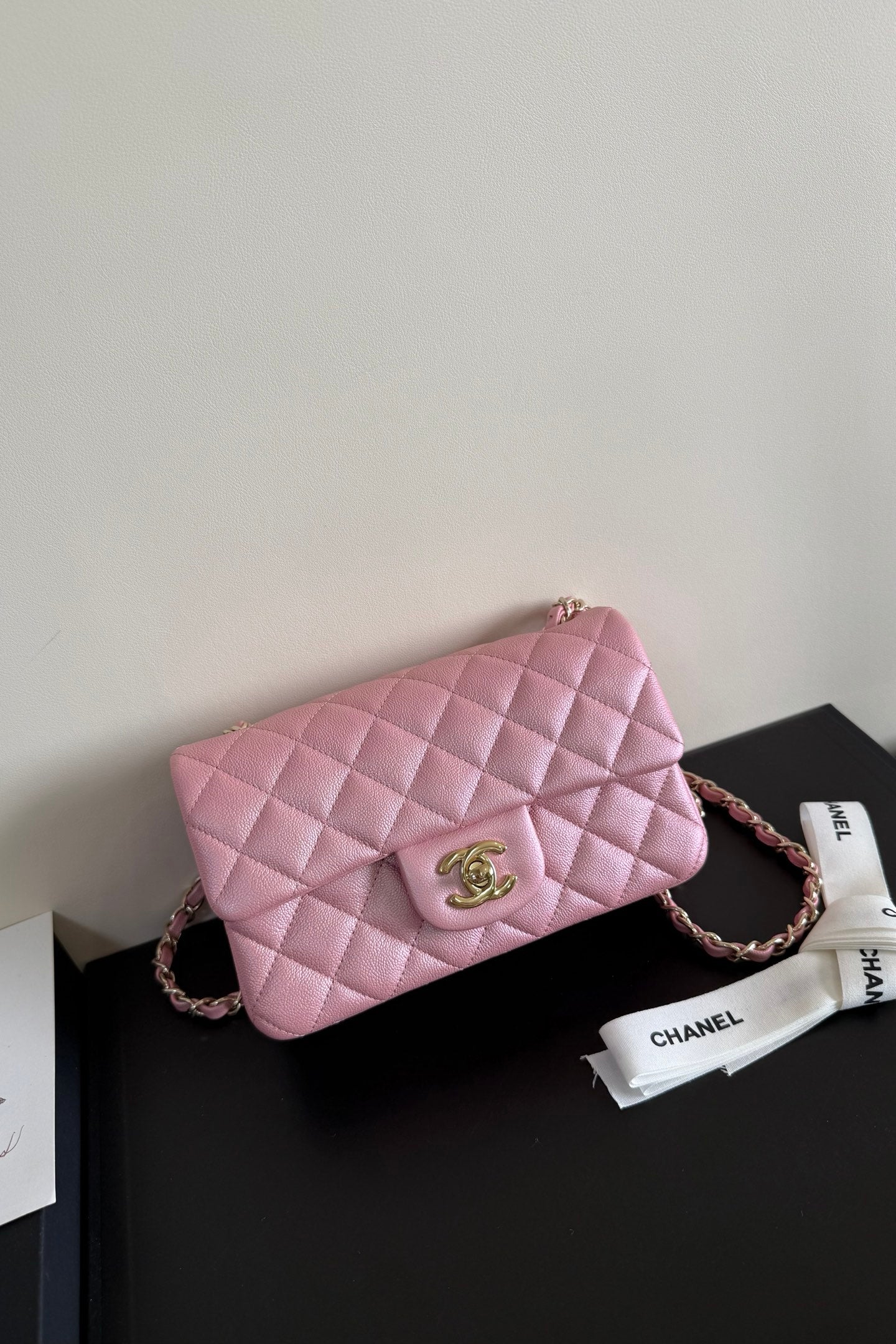CC Classic Double Flap Bag 20cm Light PInk Caviar Leather