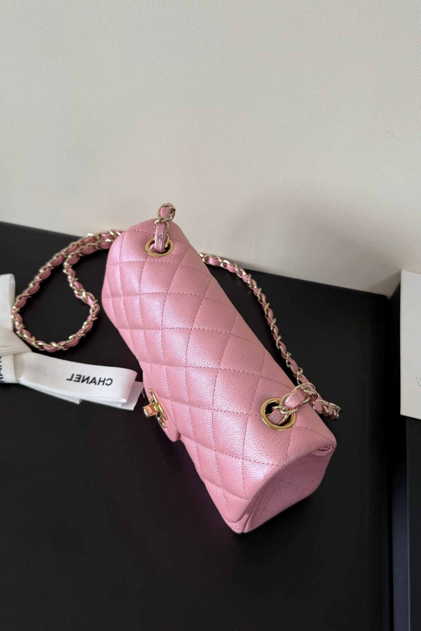 CC Classic Double Flap Bag 20cm Light PInk Caviar Leather