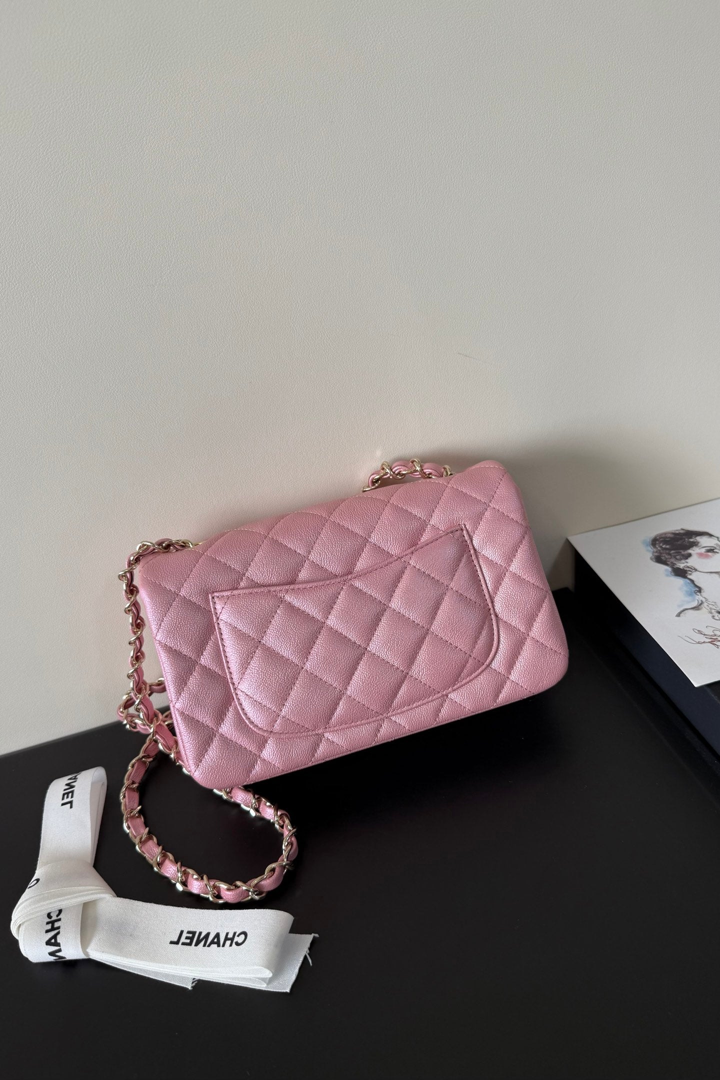 CC Classic Double Flap Bag 20cm Light PInk Caviar Leather