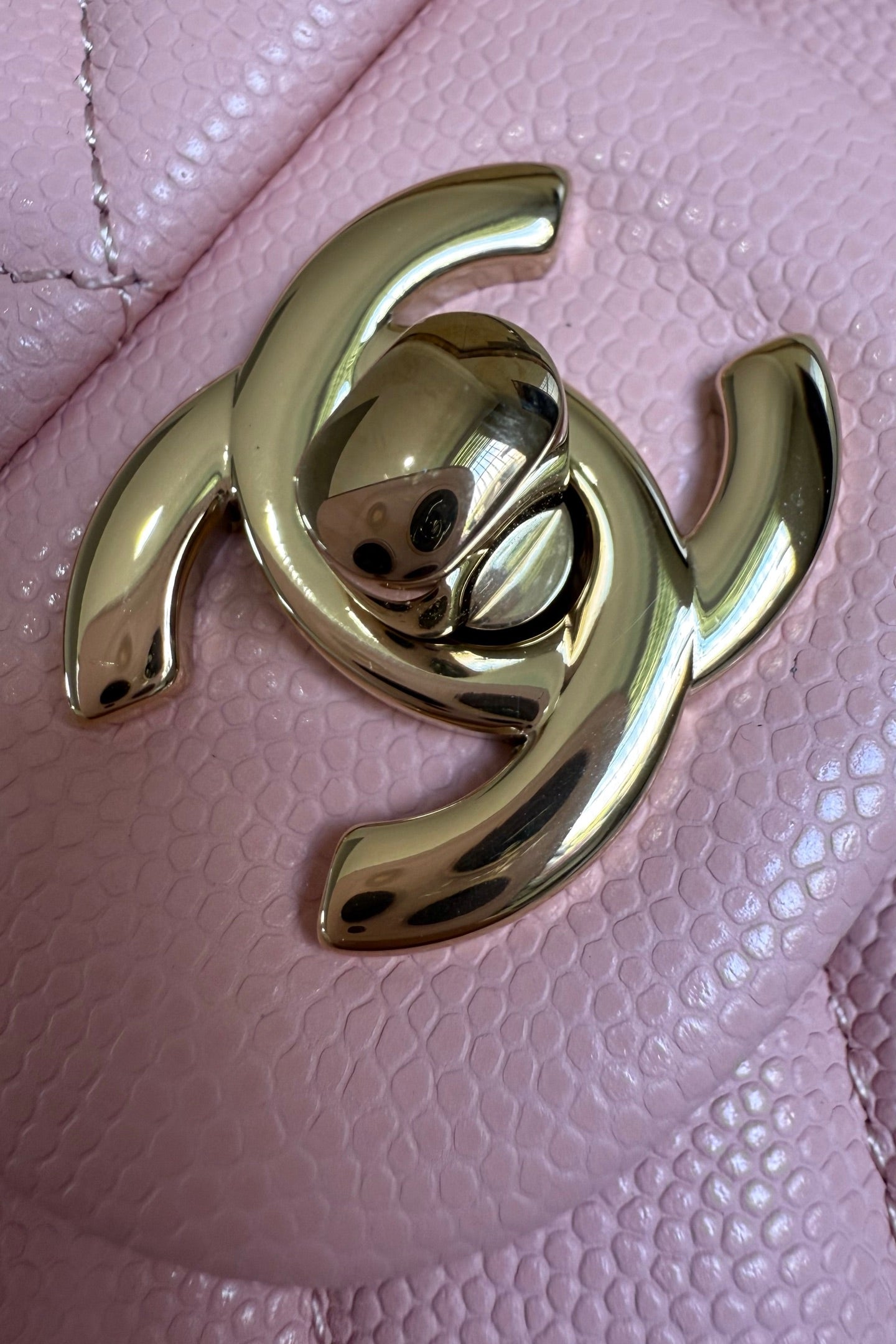 CC Classic Double Flap Bag 25cm Light PInk Caviar Leather