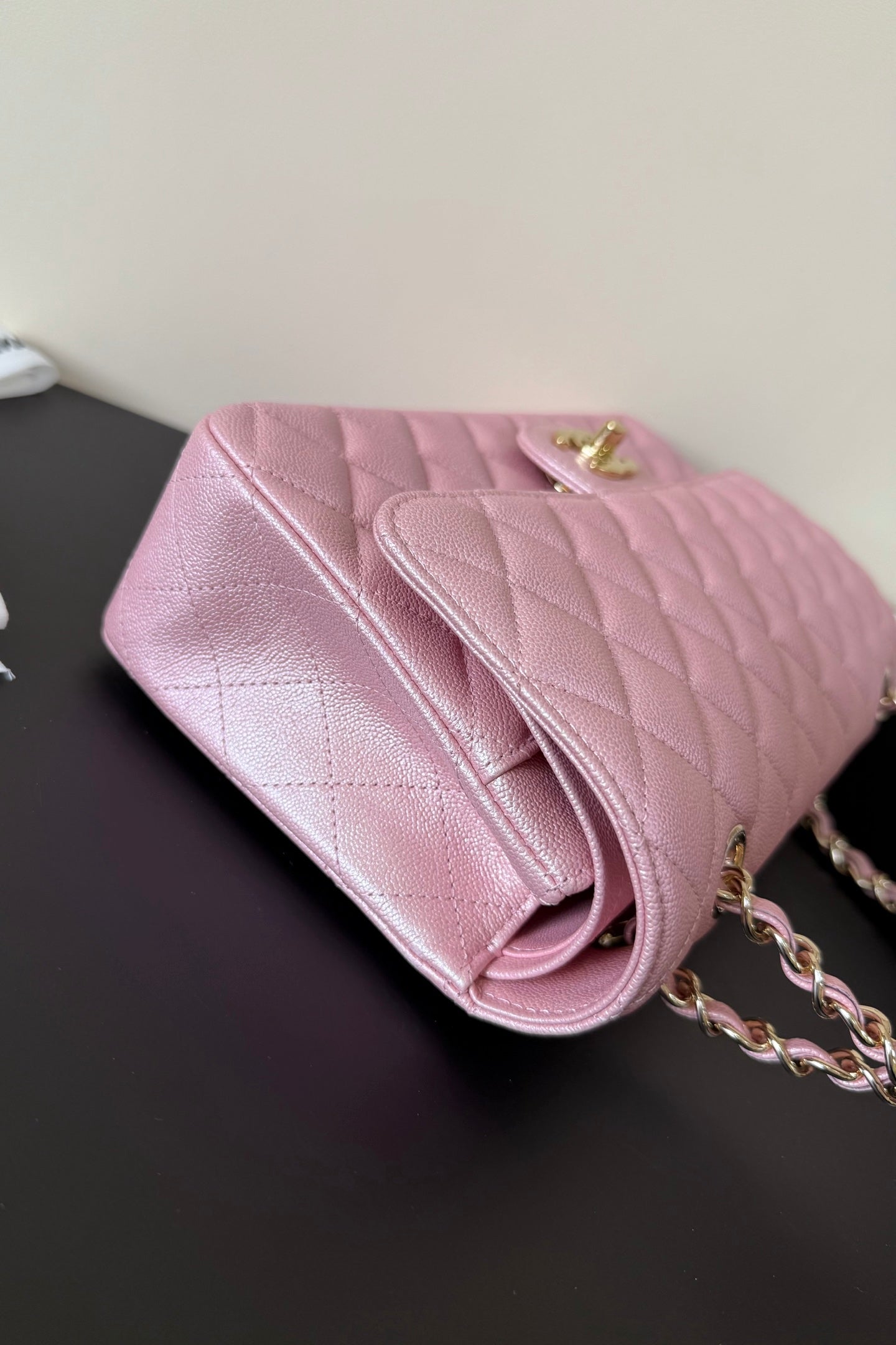 CC Classic Double Flap Bag 25cm PInk Caviar Leather