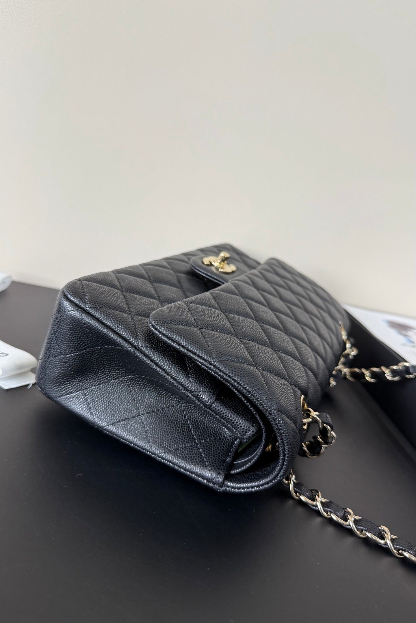 CC Classic Double Flap Bag 25cm Black Caviar Leather