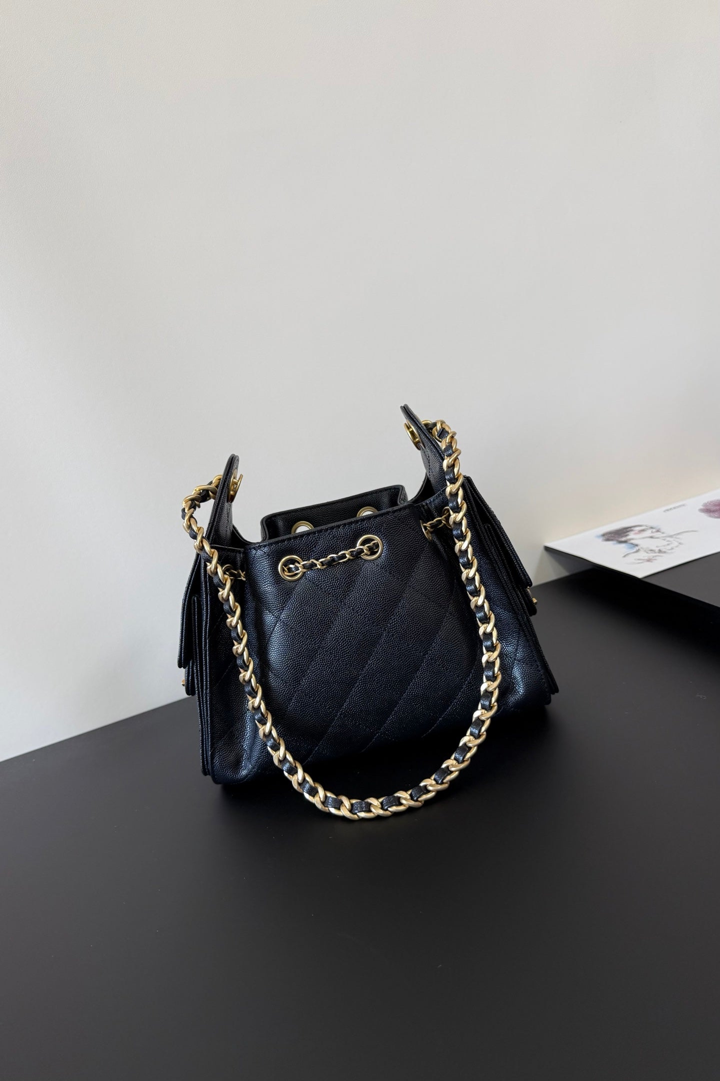 CC 25 Mini Hobo Bag Navy Blue Caviar Leather GHW 282555