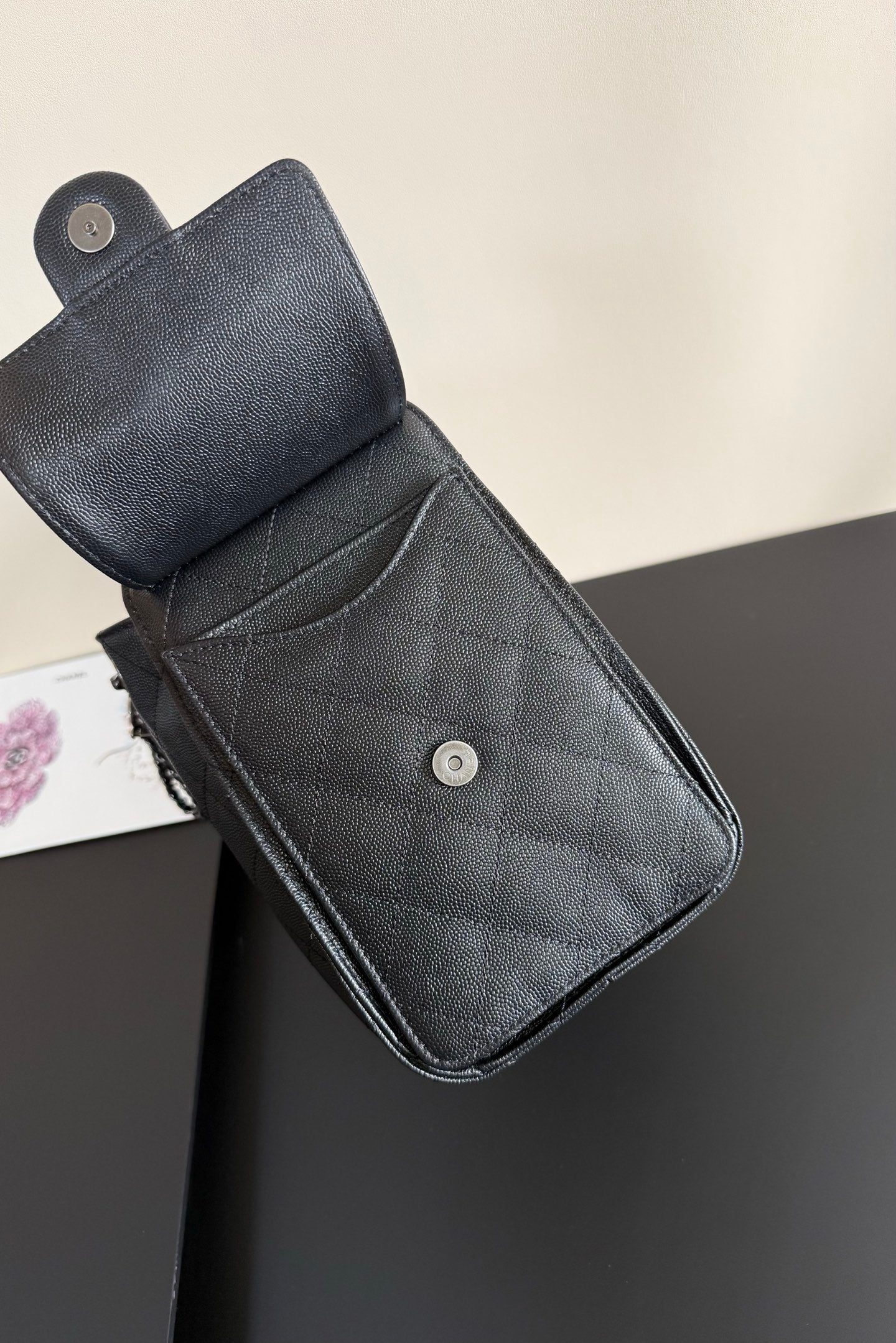 CC 25 Hobo Bag Black Grained Calfskin Leather SHW 282516