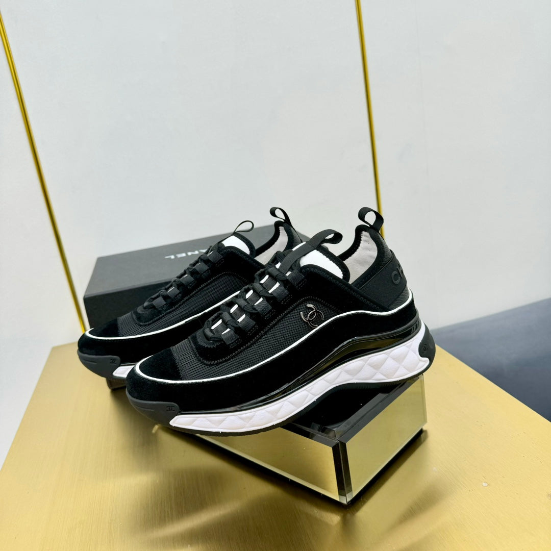 CC 26s Runner Sneakers Black White Fabric Suede 139955
