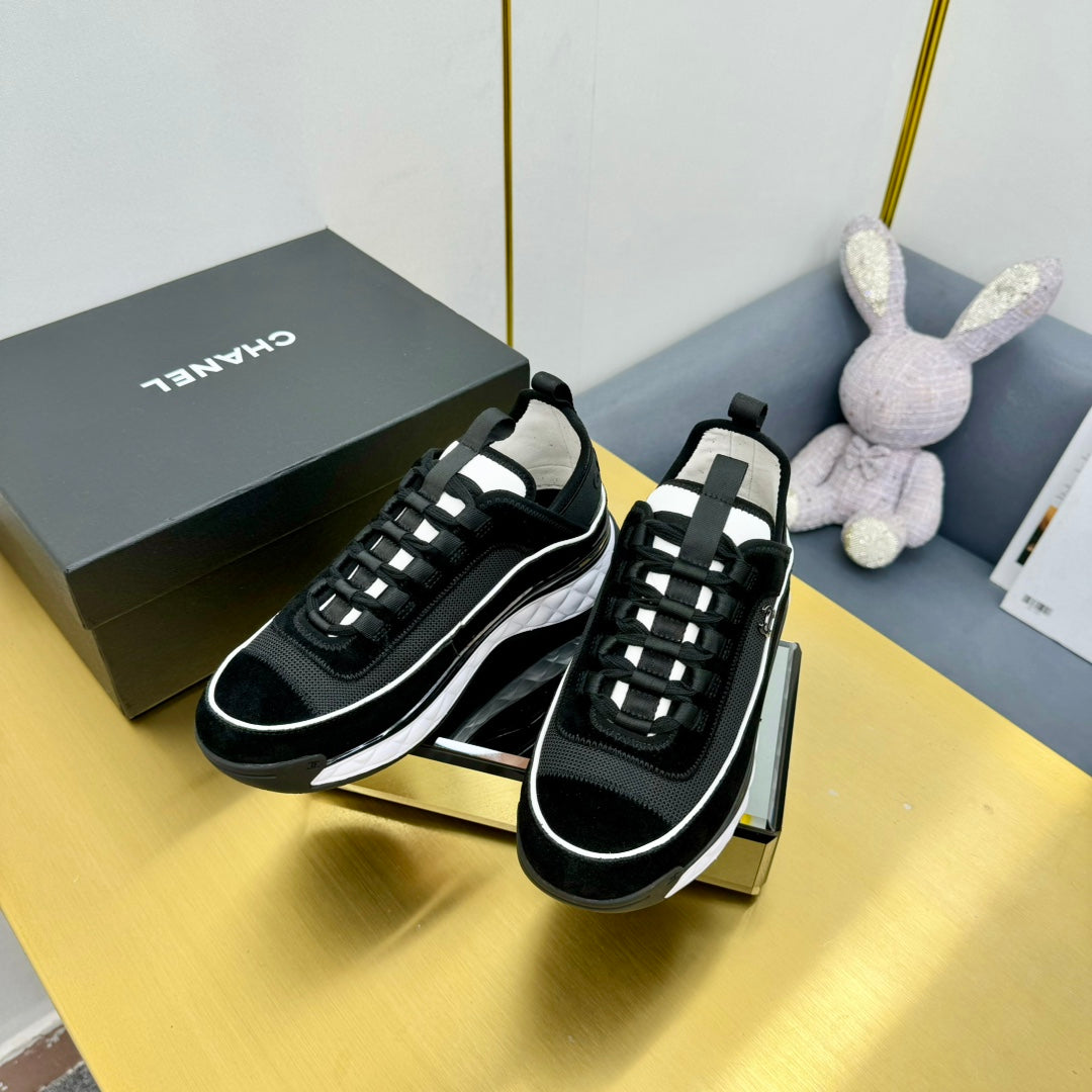 CC 26s Runner Sneakers Black White Fabric Suede 139955