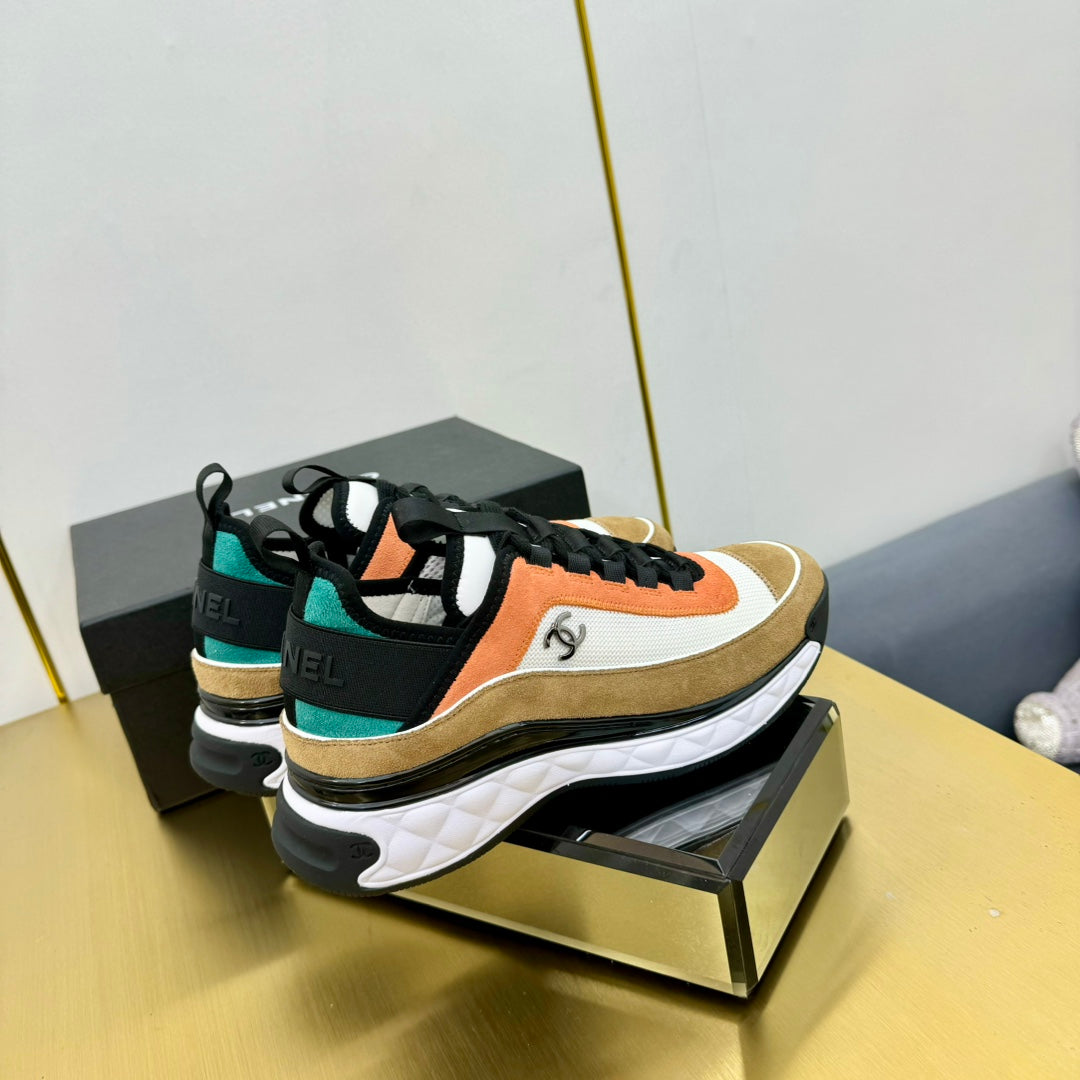CC 26s Runner Sneakers Orange Khaki Black Fabric Suede 139956