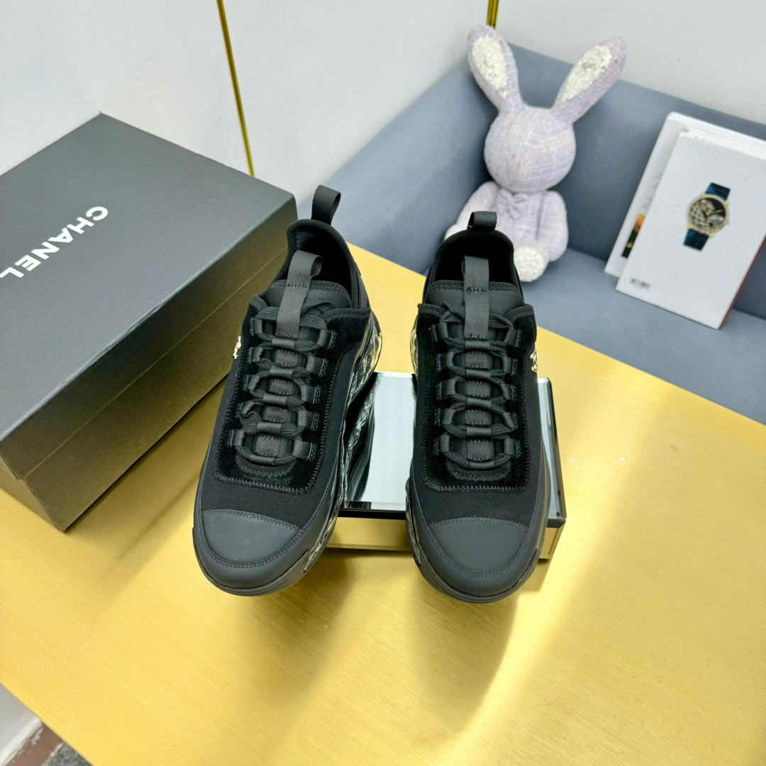 CC 26s Clear Sole Sneakers Black Fabric Calfskin 139959