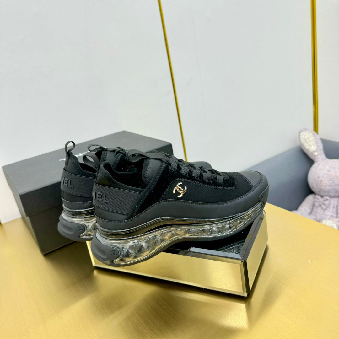 CC 26s Clear Sole Sneakers Black Fabric Calfskin 139959