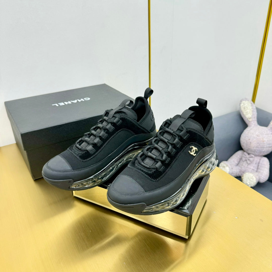 CC 26s Clear Sole Sneakers Black Fabric Calfskin 139959