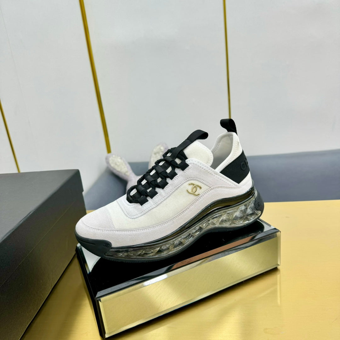 CC 26s Clear Sole Sneakers White Black Velvet 139960