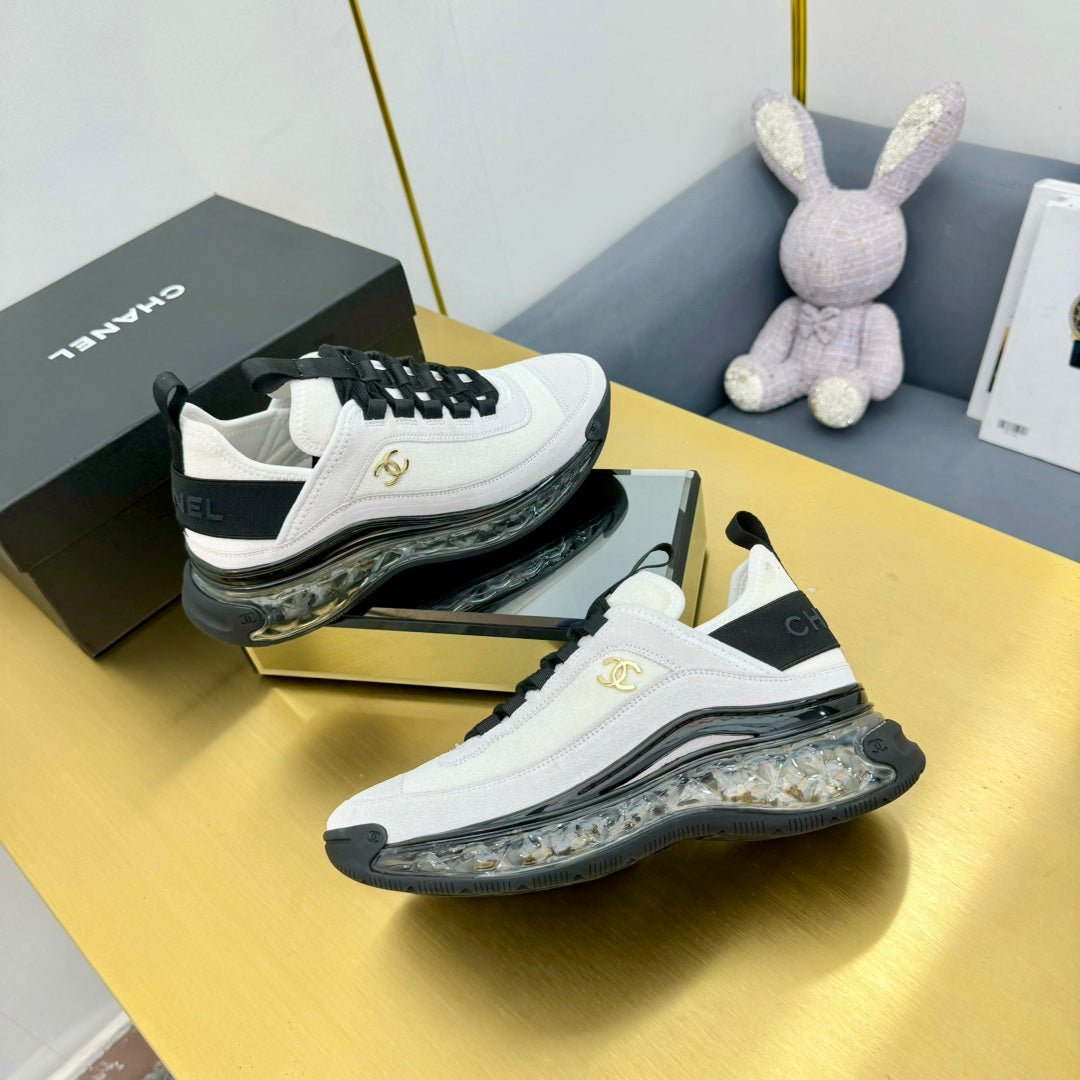 CC 26s Clear Sole Sneakers White Black Velvet 139960