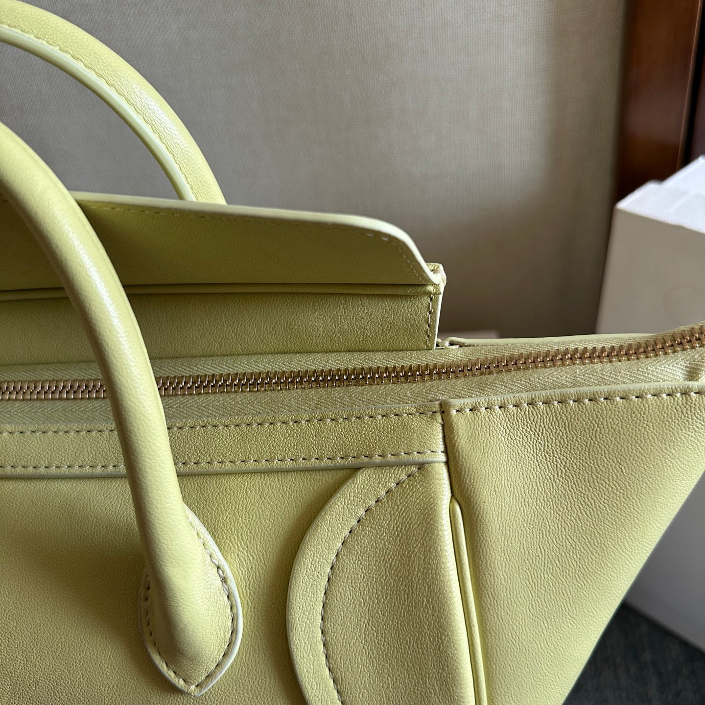 Celine Small Smiling New Luggage Goldenrod Yellow Lambskin