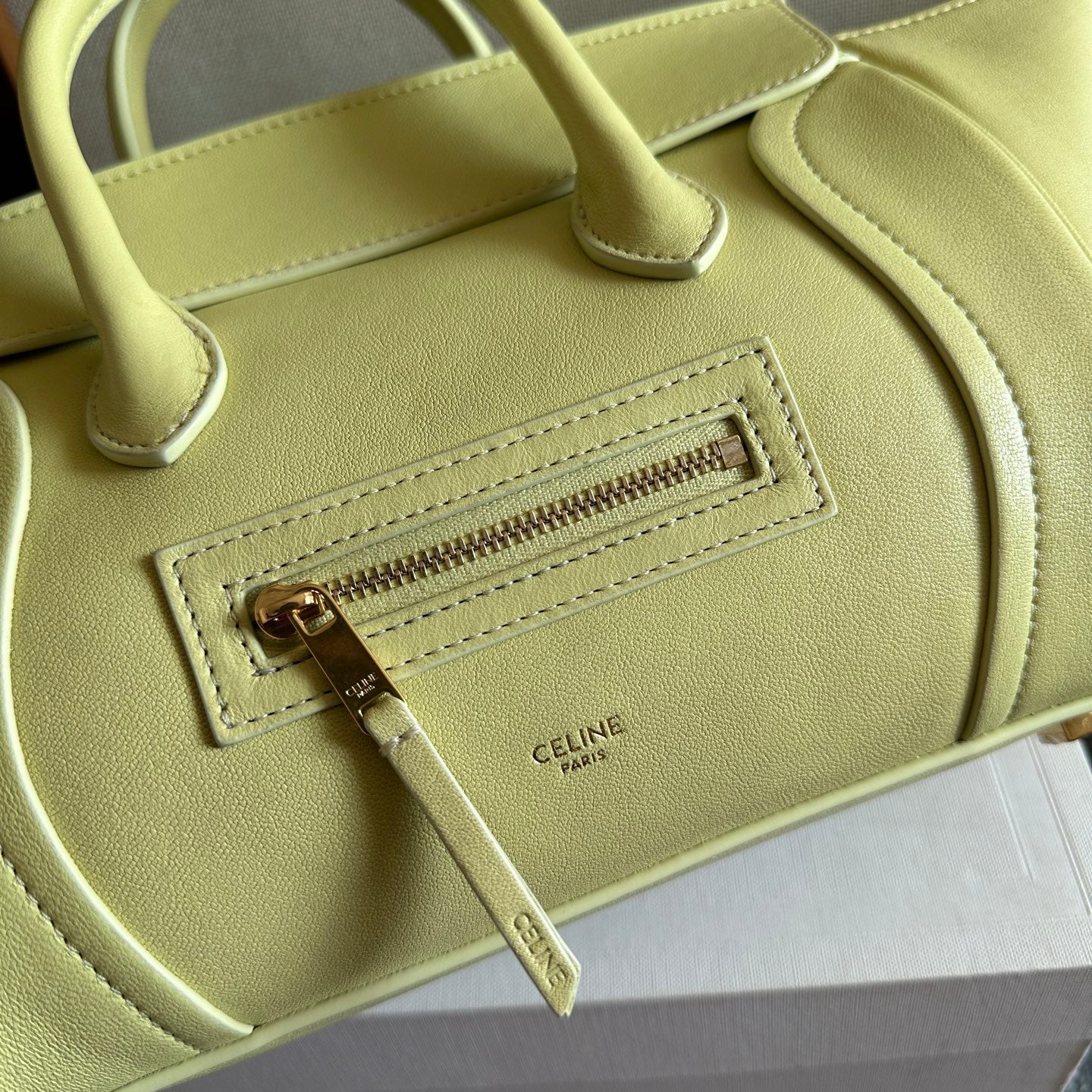 Celine Small Smiling New Luggage Goldenrod Yellow Lambskin