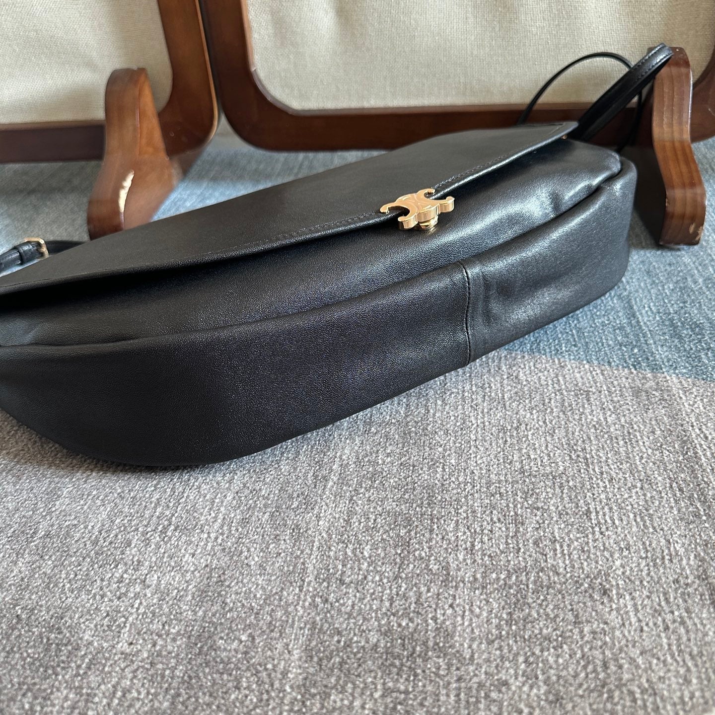 Celine Halfmoon Soft Triomphe Bag Black Lambskin