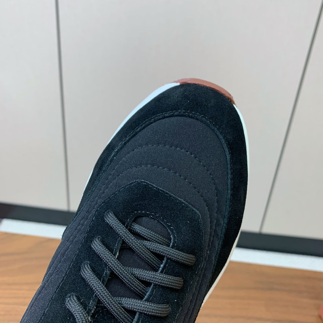 LP Week End Walk Sneaker In Black Mix Navy Blue Denim Fabric And Sudede 984391